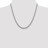 14k White Gold 3.5mm Semi-solid 3-Wire Wheat Chain