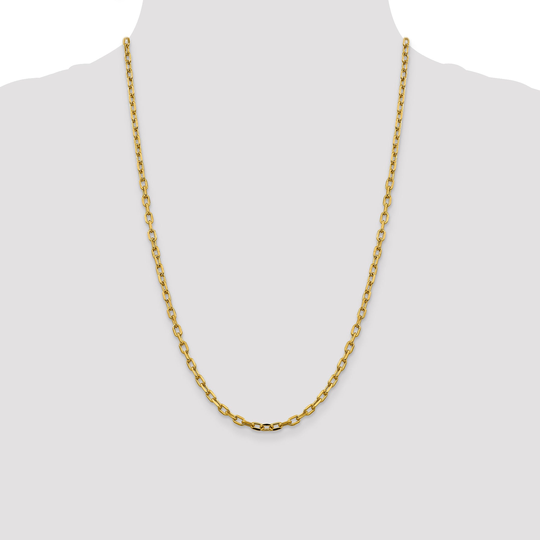 14k 3.7mm Semi-solid D/C Open Link Cable Chain