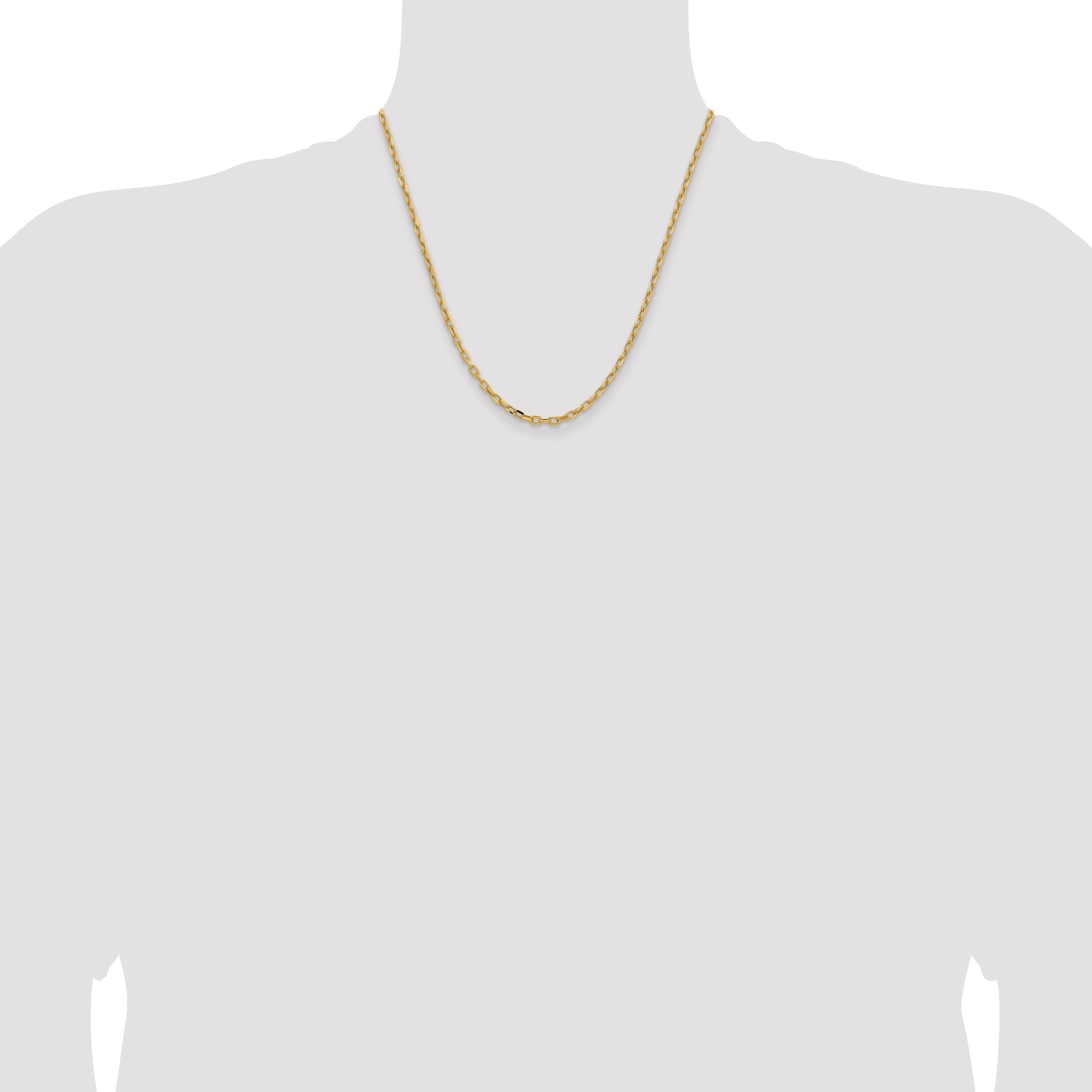 14k 3mm Semi-solid D/C Open Link Cable Chain
