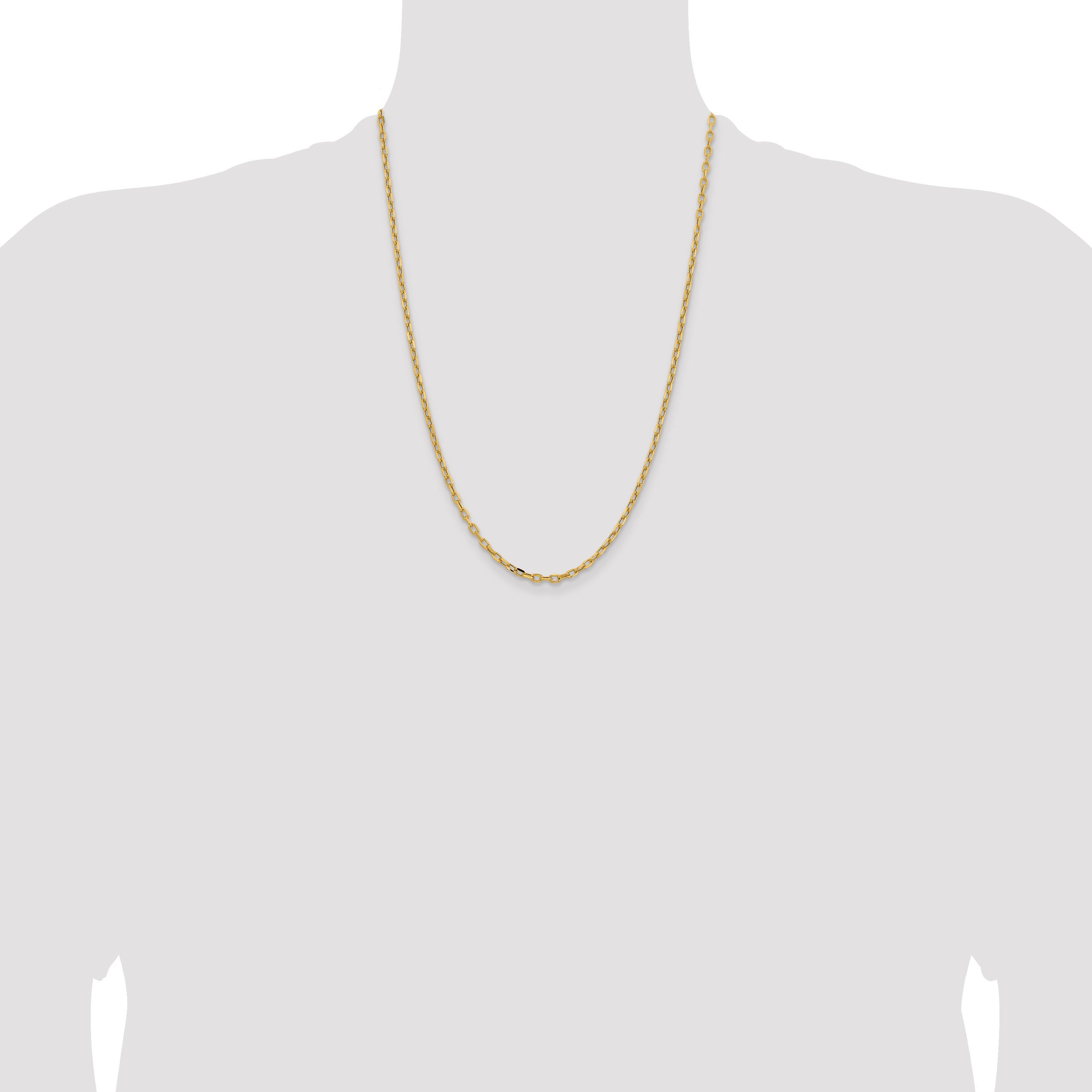 14k 3mm Semi-solid D/C Open Link Cable Chain