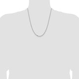14k White Gold 3mm Semi-solid D/C Open Link Cable Chain