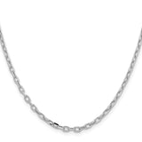 14k White Gold 3mm Semi-solid D/C Open Link Cable Chain