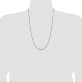 14k White Gold 3mm Semi-solid D/C Open Link Cable Chain