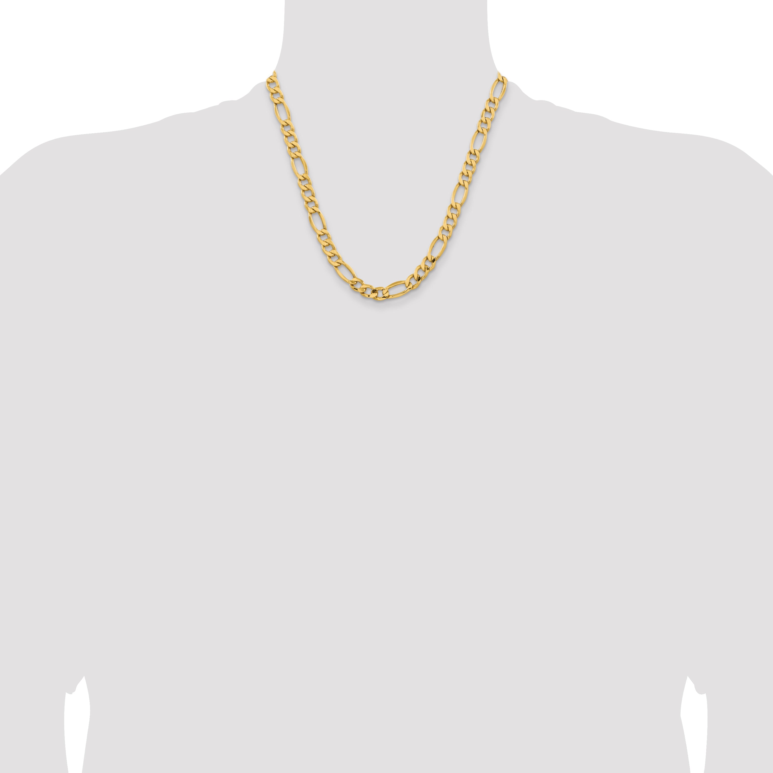 14k 8.5mm Semi-Solid Figaro Chain