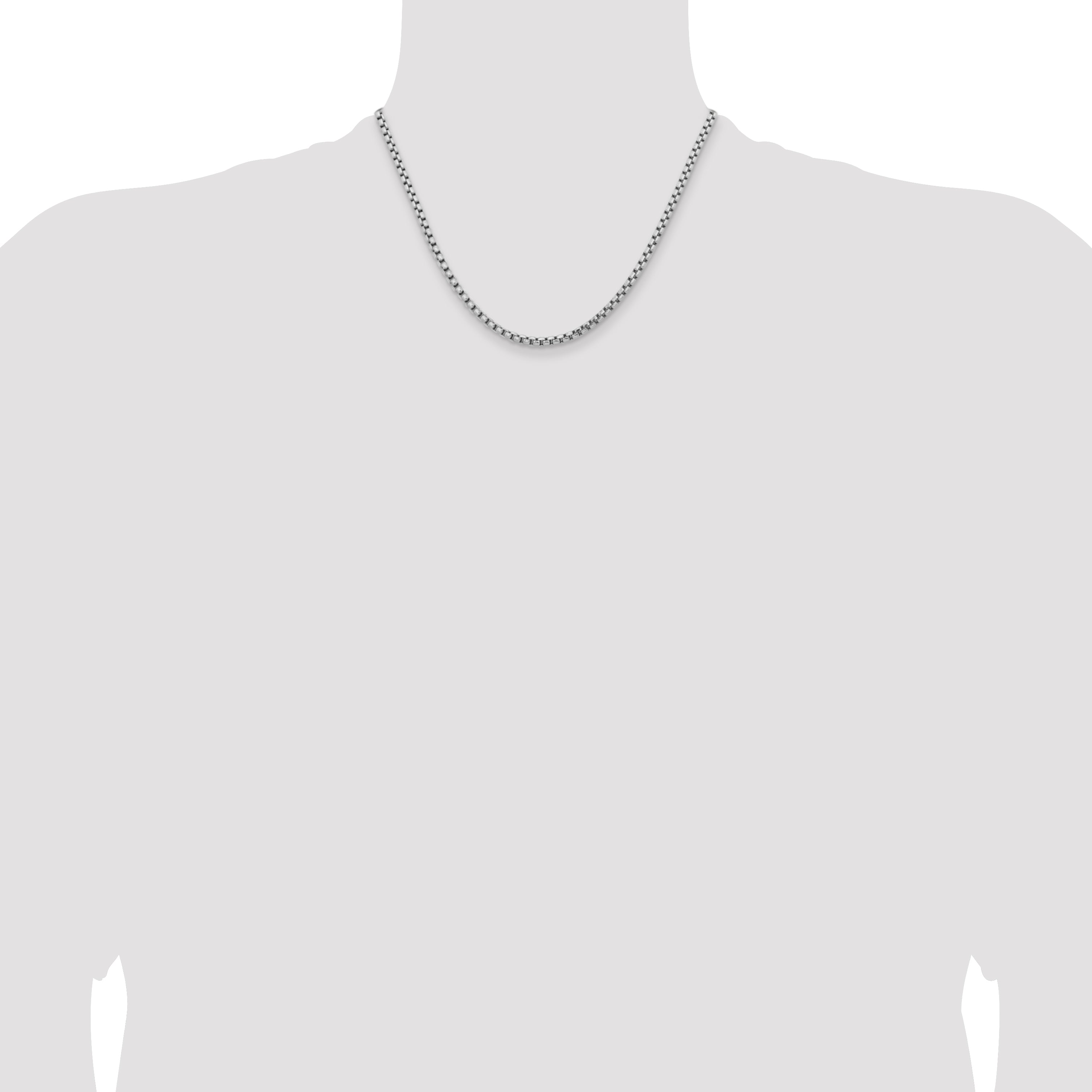 14k White Gold 3.6mm Semi-Solid Round Box Chain