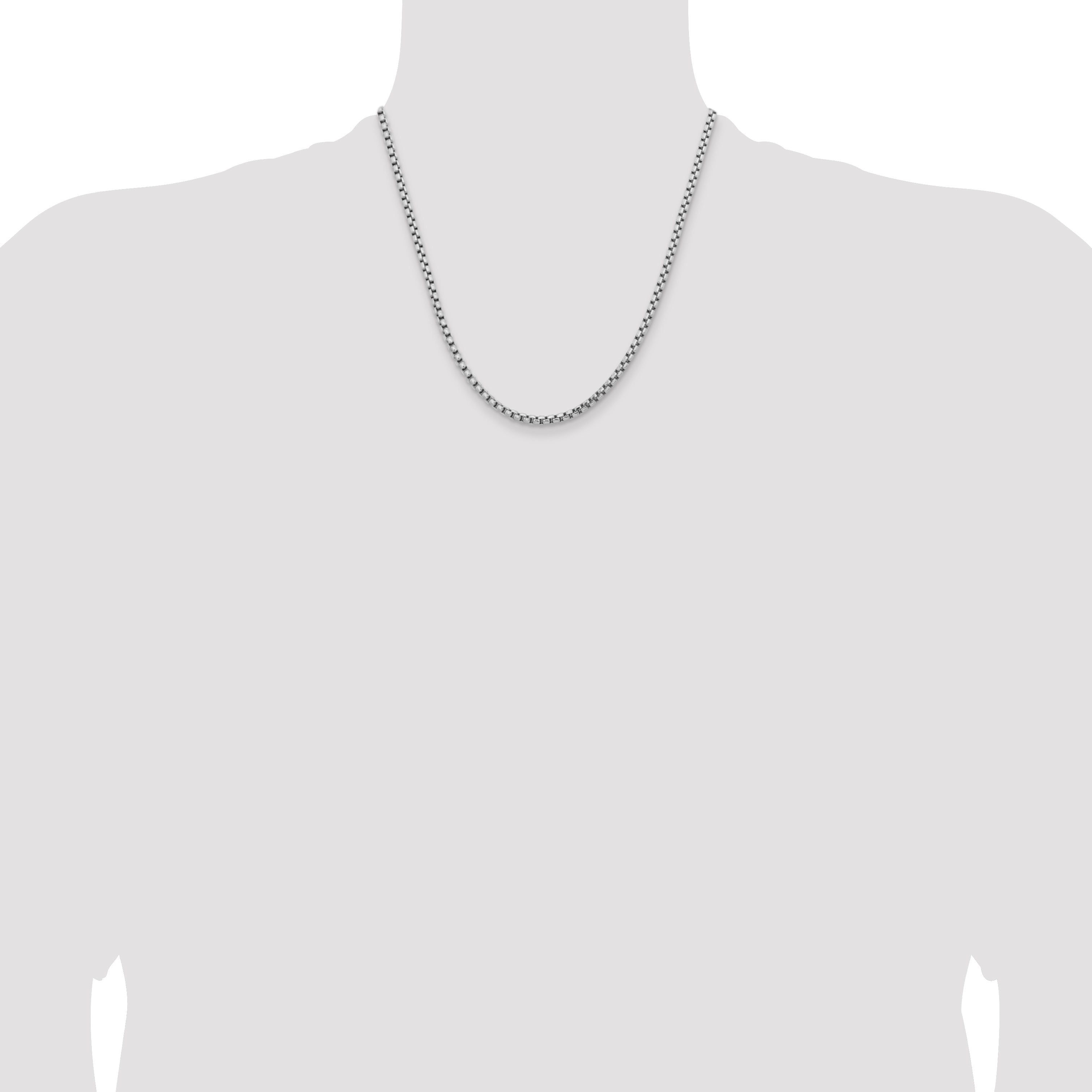 14k White Gold 3.6mm Semi-Solid Round Box Chain