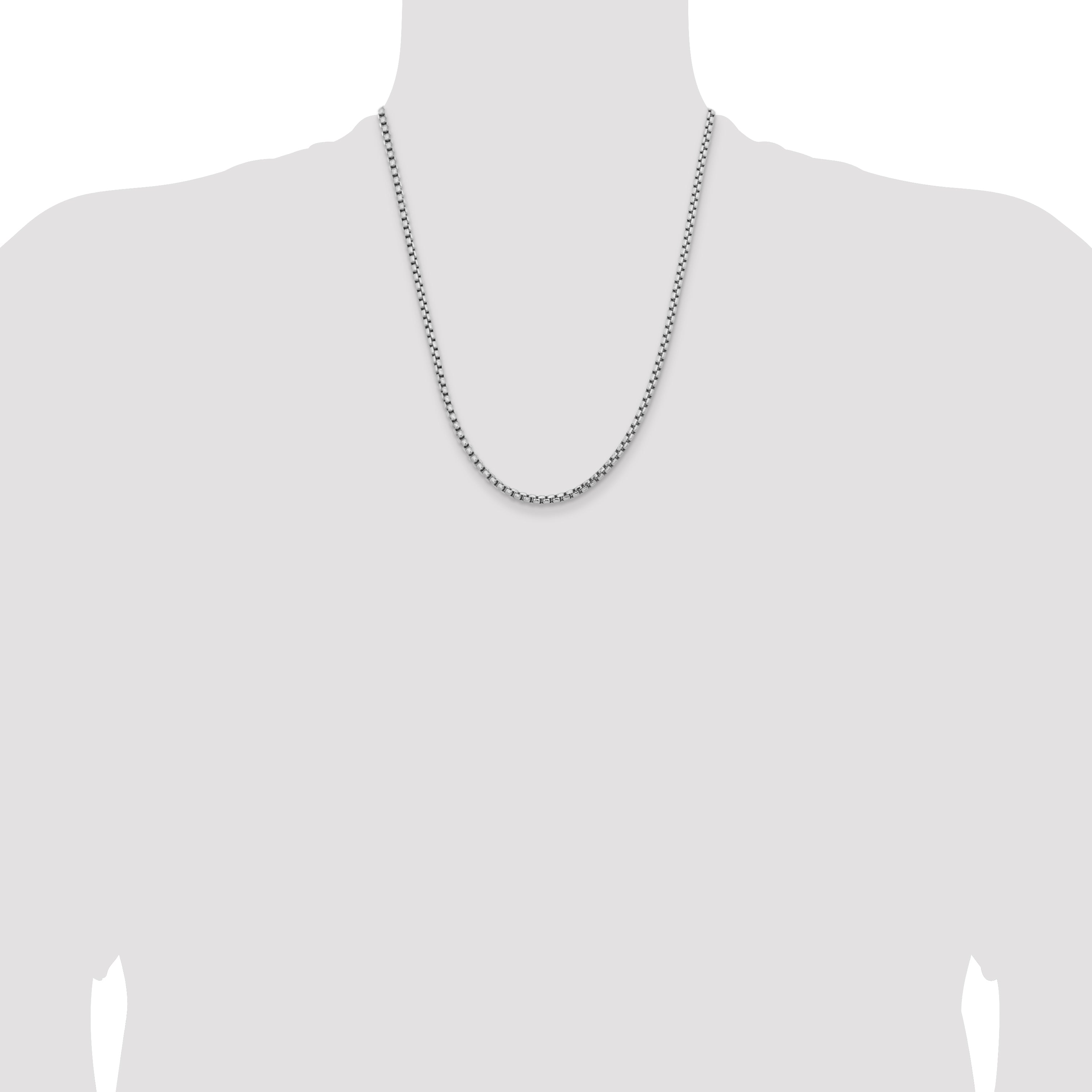 14k White Gold 3.6mm Semi-Solid Round Box Chain