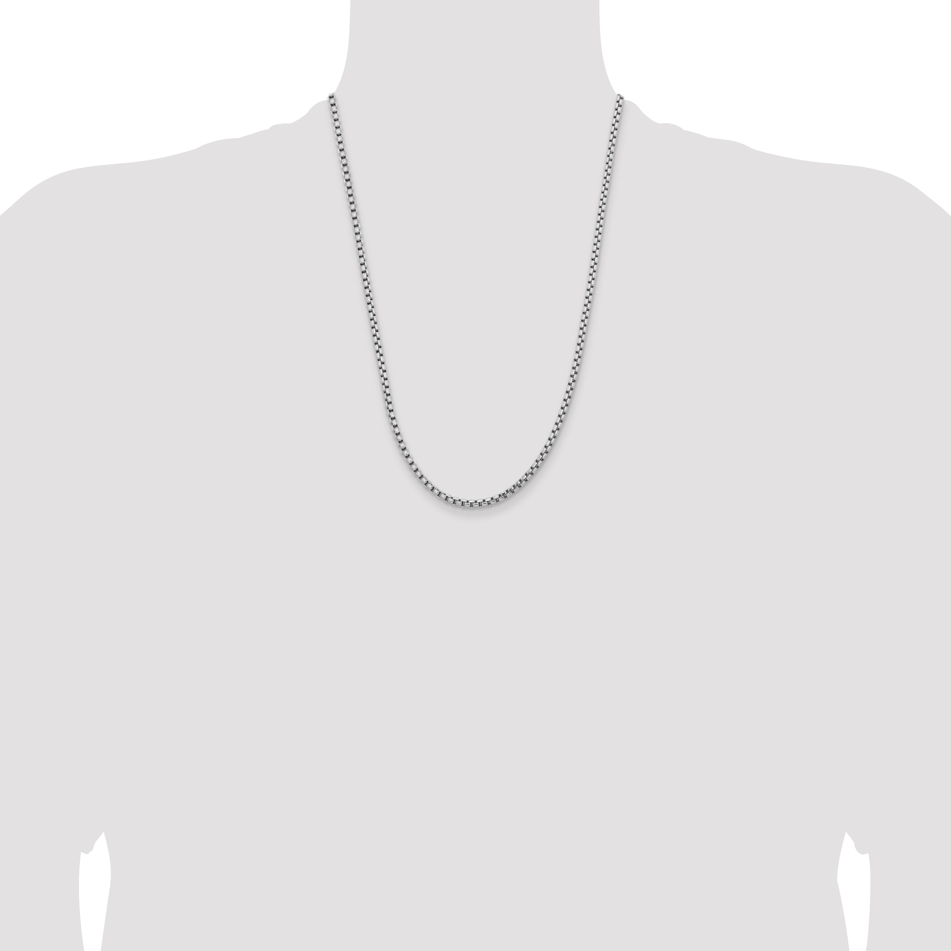 14k White Gold 3.6mm Semi-Solid Round Box Chain