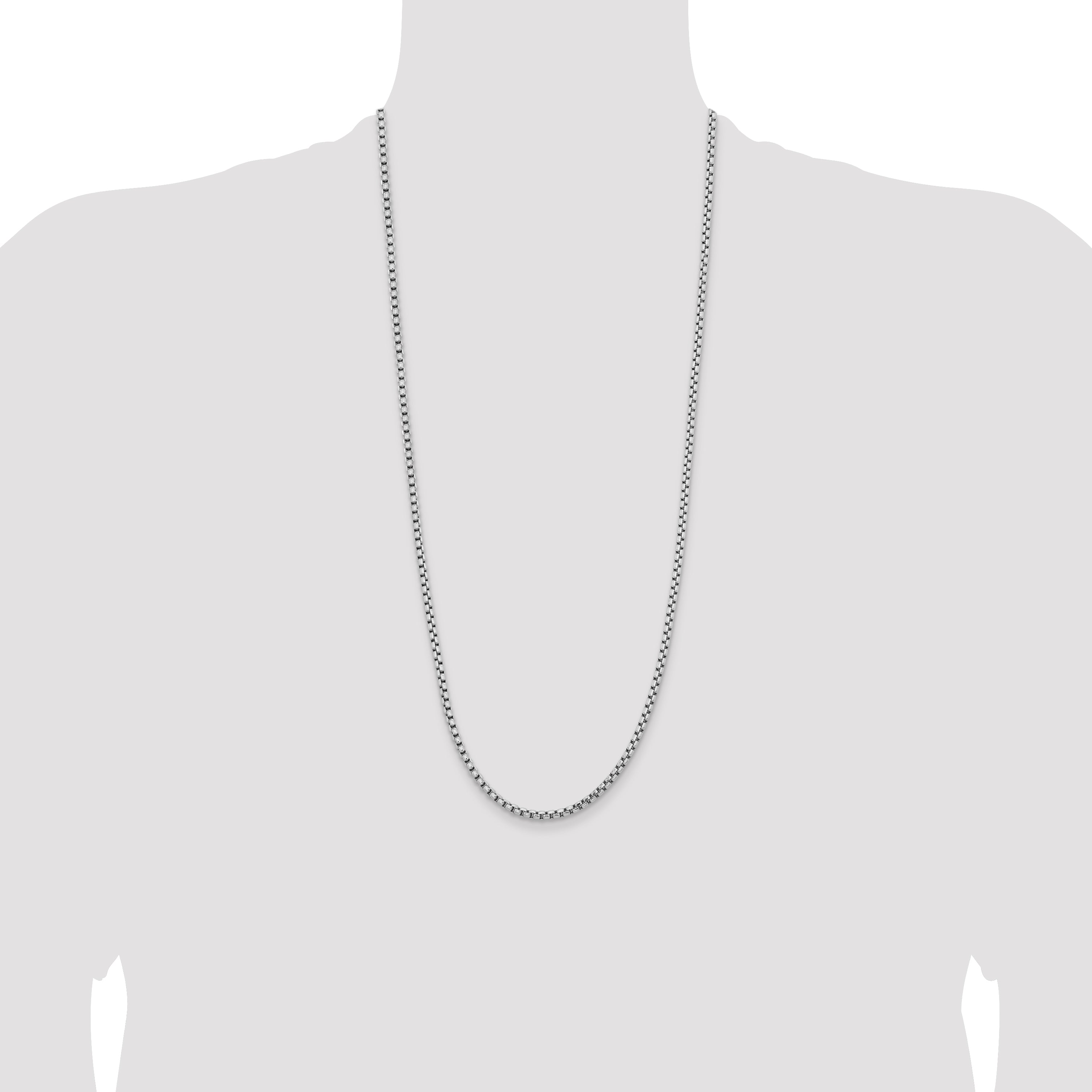 14k White Gold 3.6mm Semi-Solid Round Box Chain