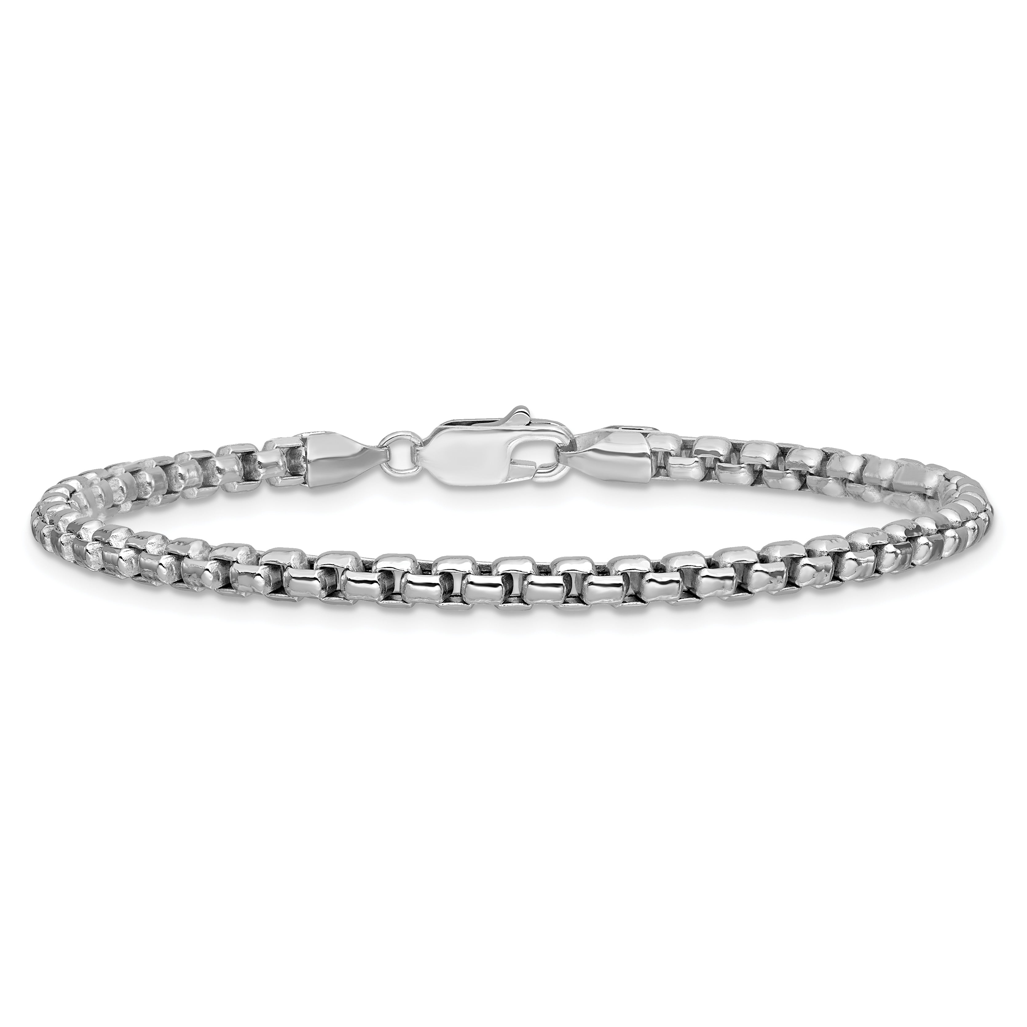 14k White Gold 3.6mm Semi-Solid Round Box Chain