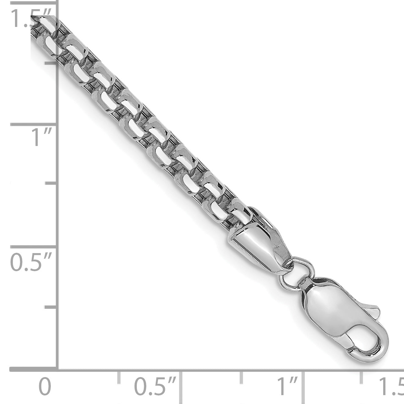 14k White Gold 3.6mm Semi-Solid Round Box Chain