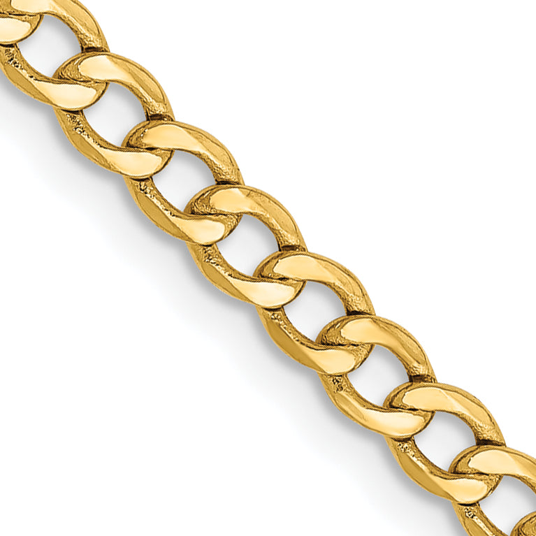 14k 2.85mm Semi-Solid Curb Chain