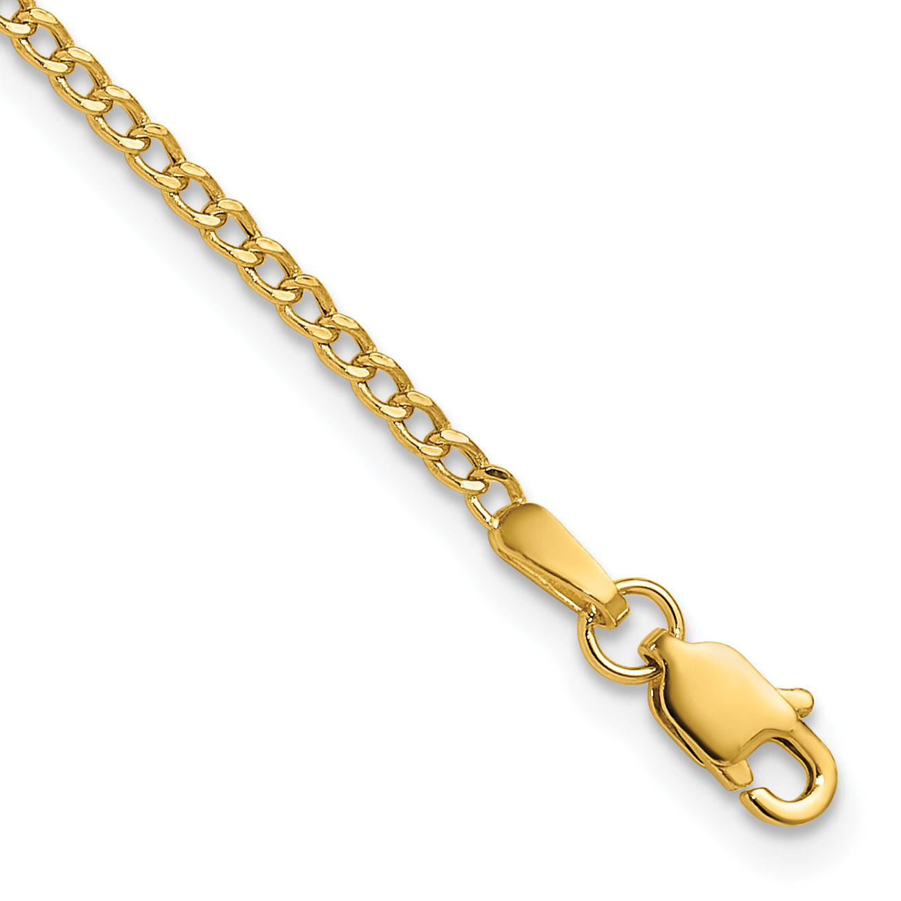 14k 1.85mm Semi-Solid Curb Chain Anklet