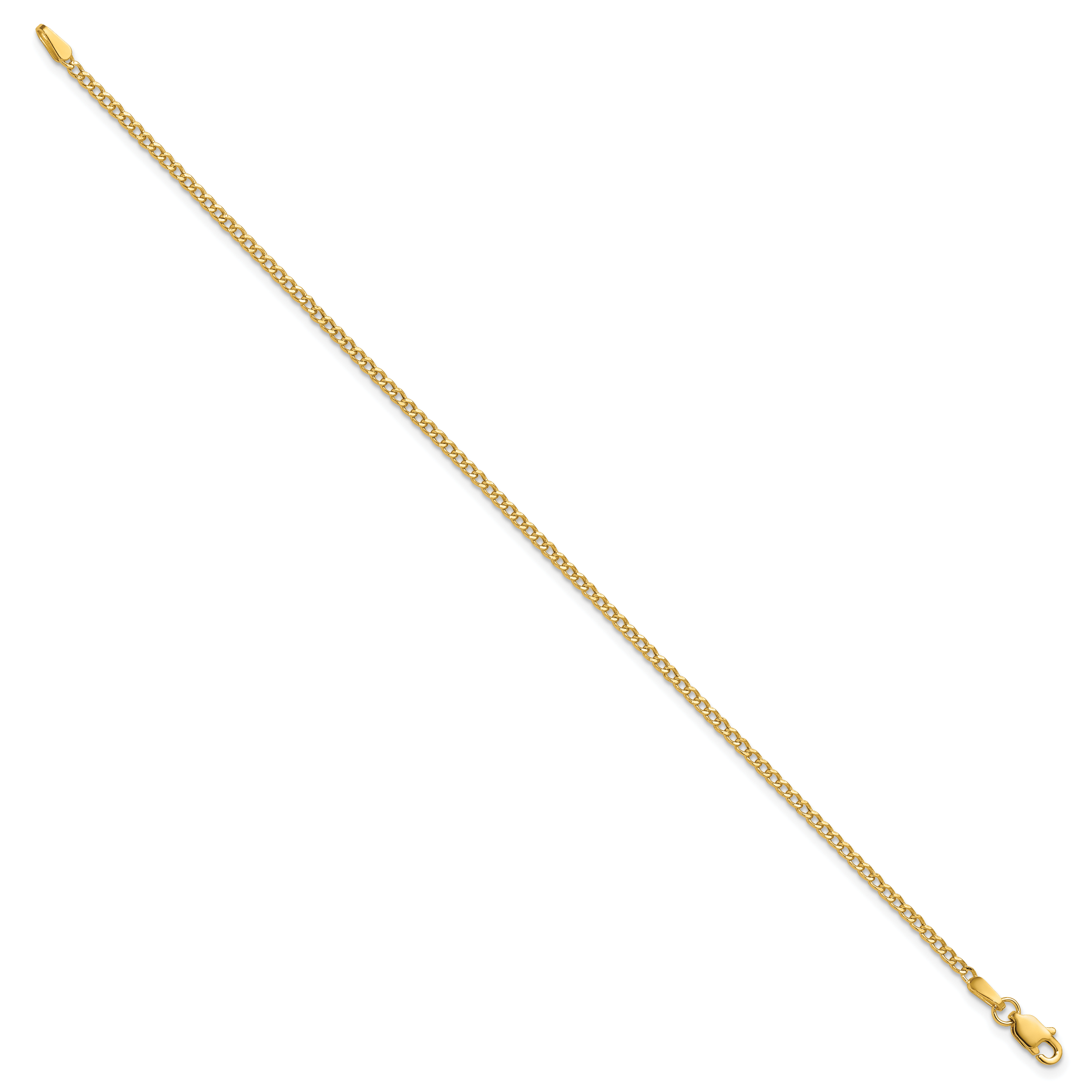 14k 1.85mm Semi-Solid Curb Chain Anklet