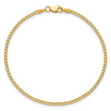 14k 1.85mm Semi-Solid Curb Chain Anklet