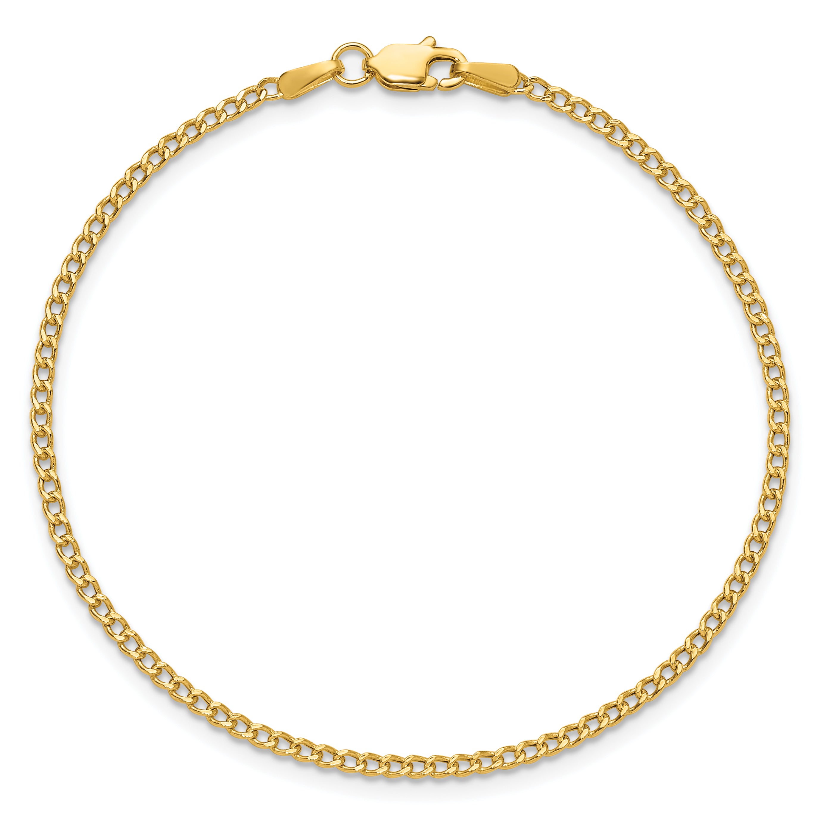 14k 1.85mm Semi-Solid Curb Chain Anklet