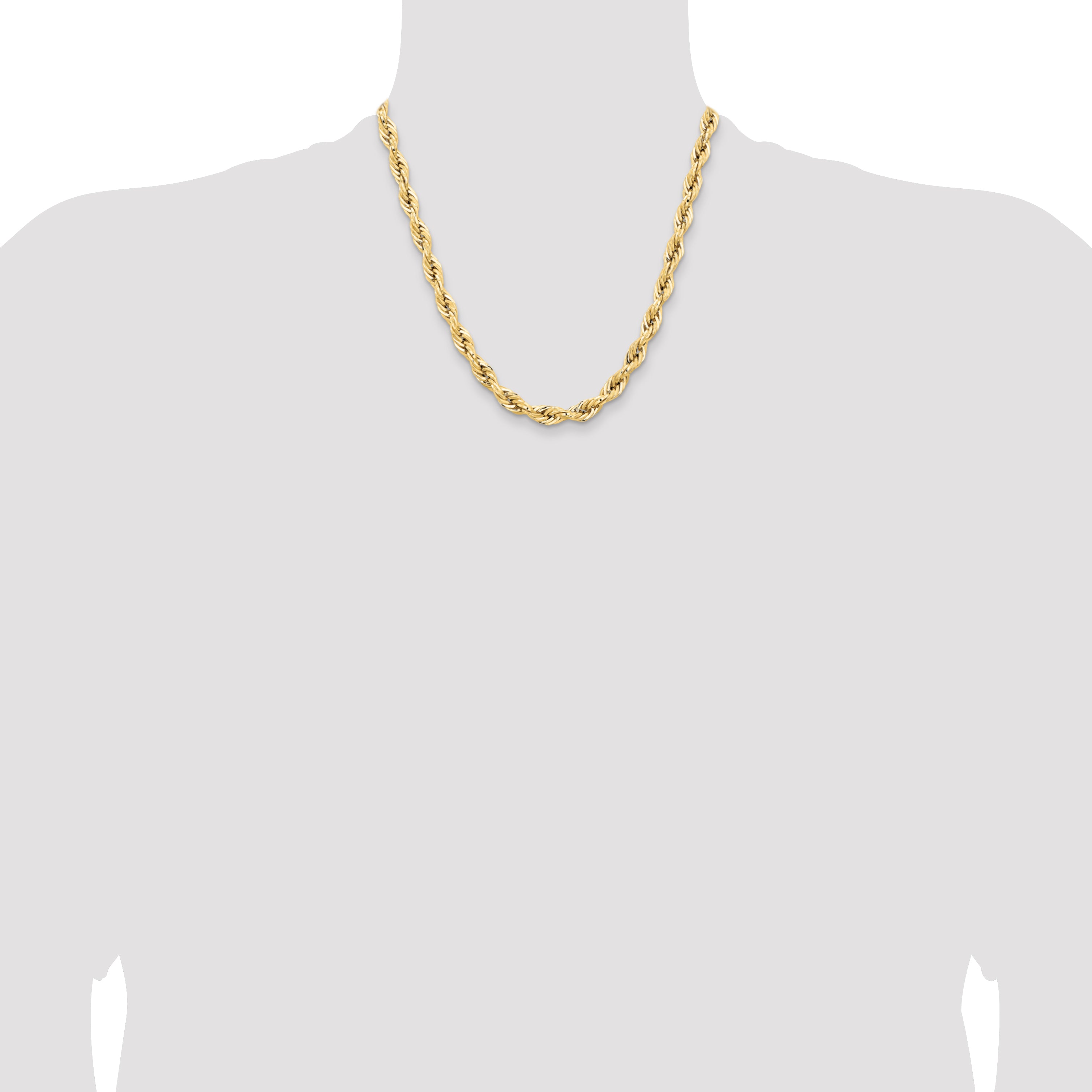 14ky 7.0mm Semi-Solid Rope Chain