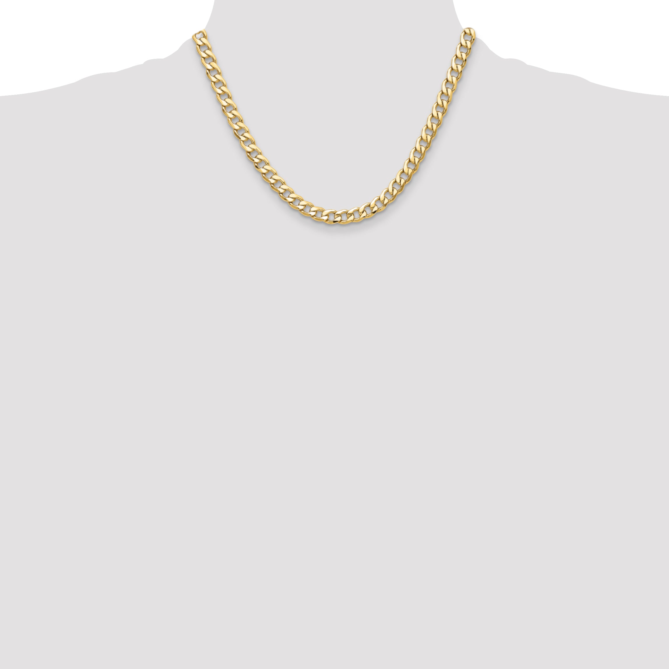 14k 7.5mm Semi-Solid Curb Chain