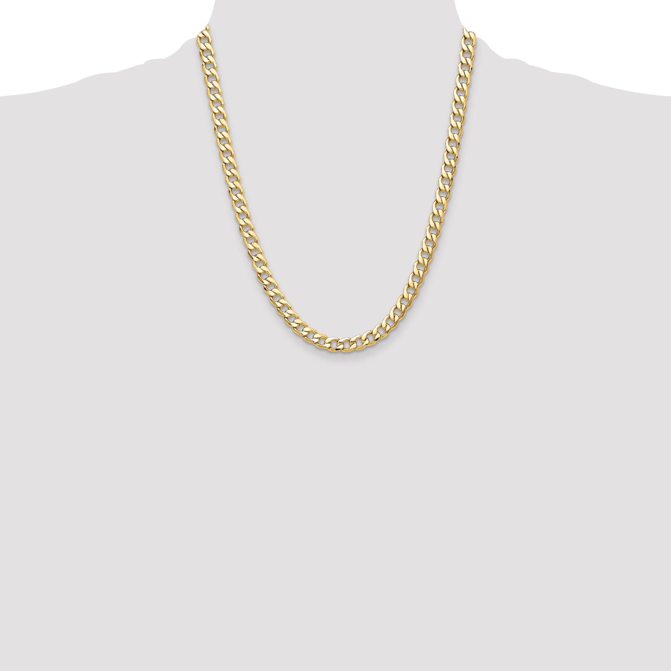 14k 7.5mm Semi-Solid Curb Chain