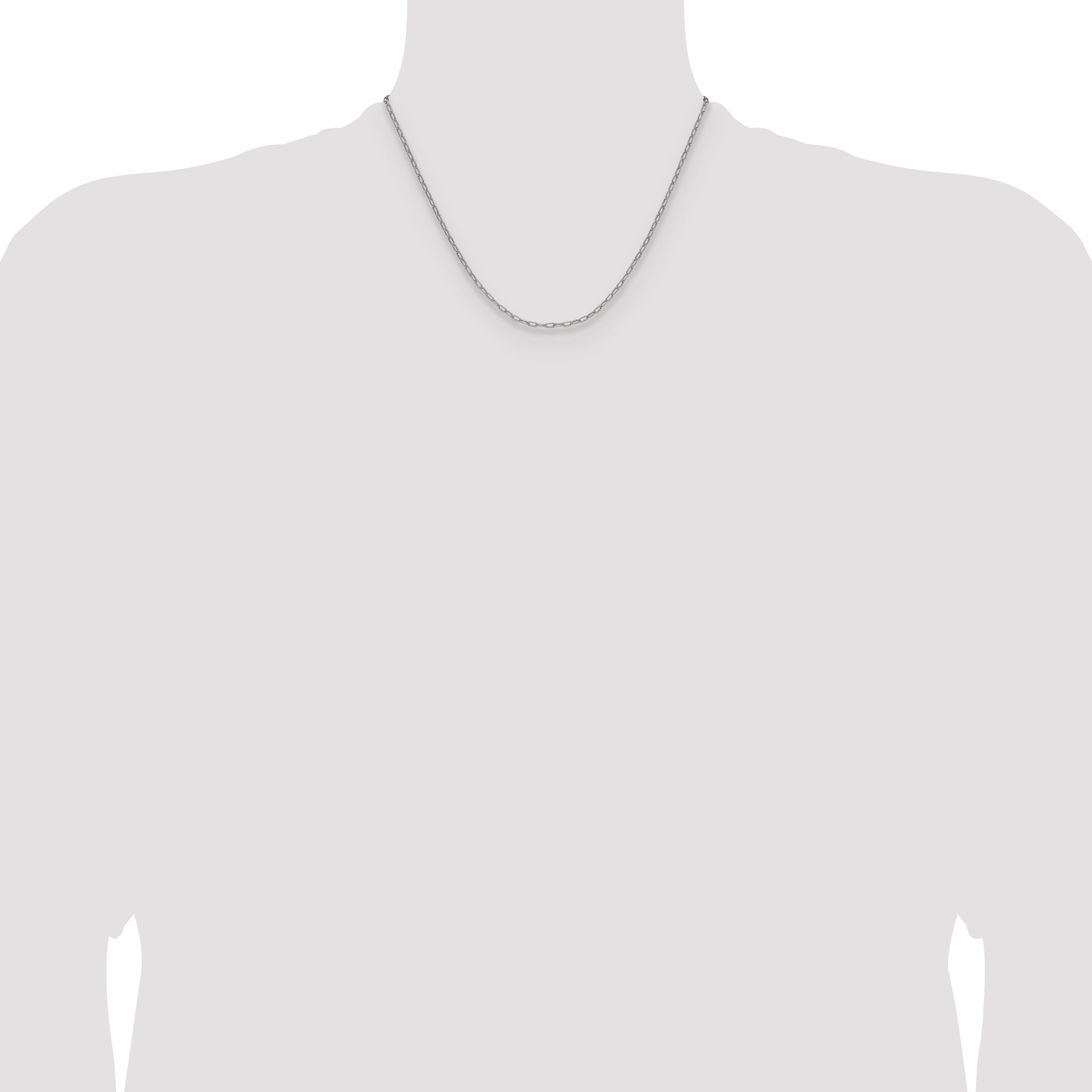 14k White Gold 2.2mm Semi-Solid Beveled Paperclip Chain