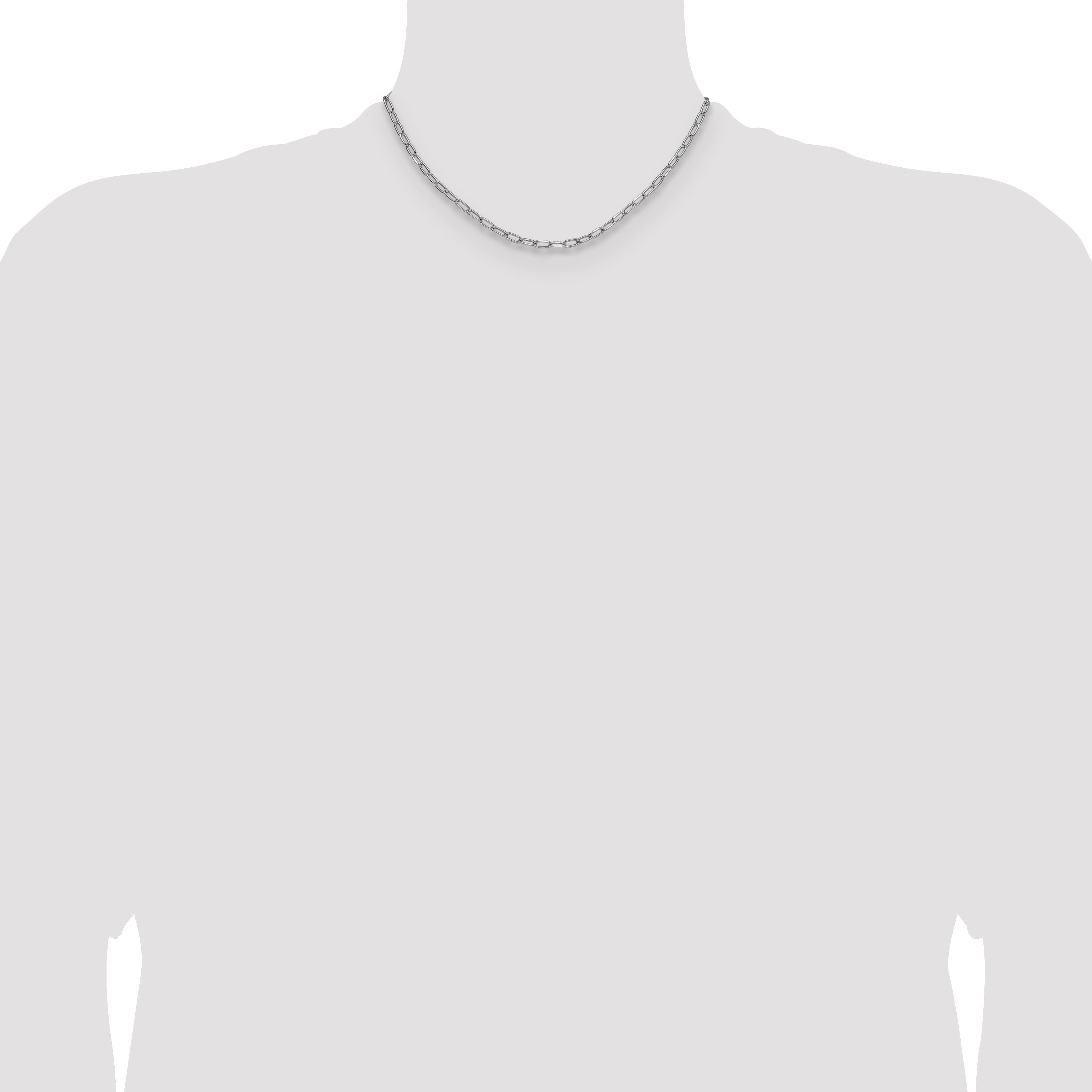 14k White Gold 3.7mm Semi-Solid Beveled Paperclip Chain