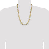 14k 9.4mm Semi-Solid Figaro Chain