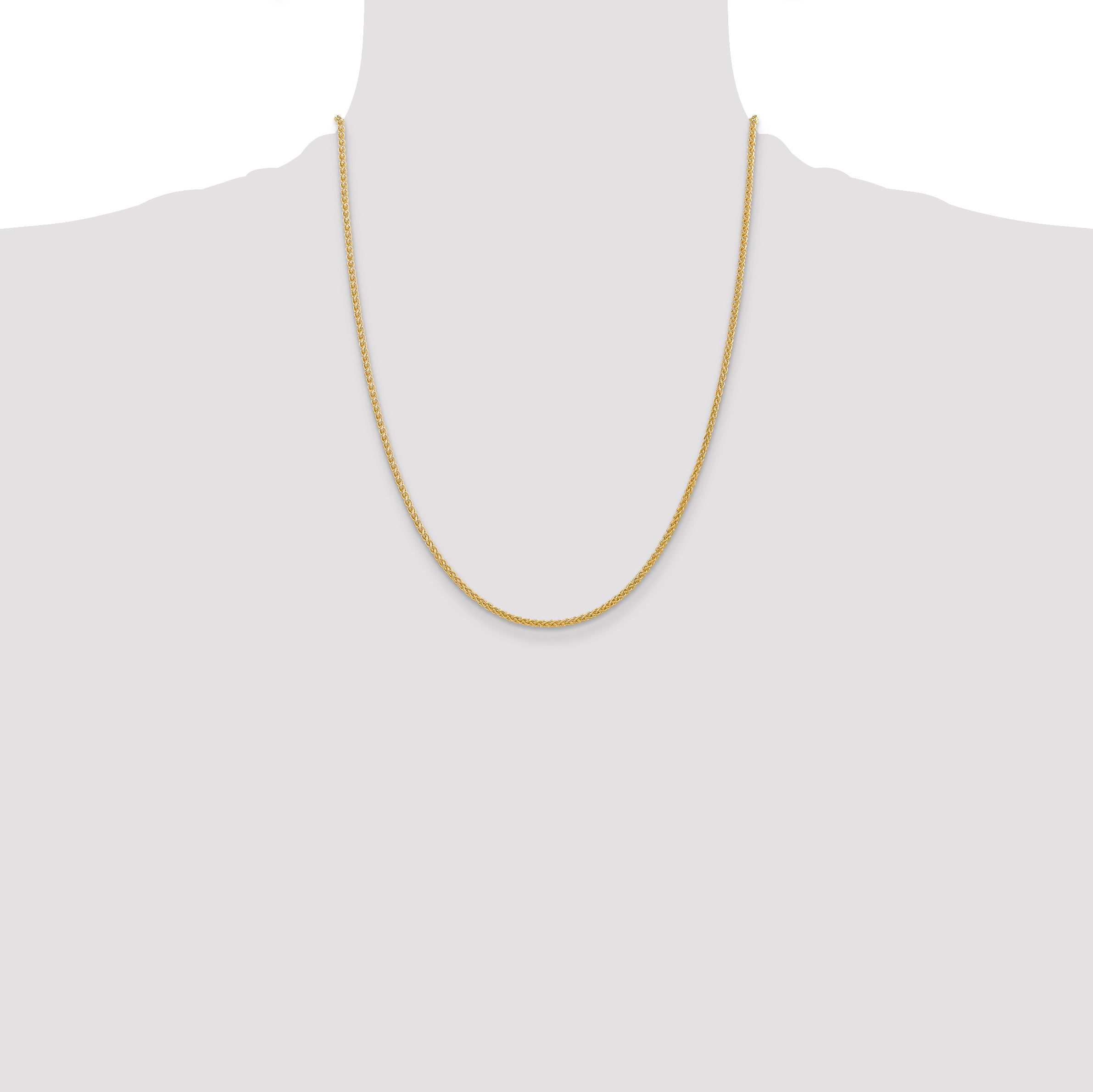 14k 2mm Semi-Solid Wheat Chain