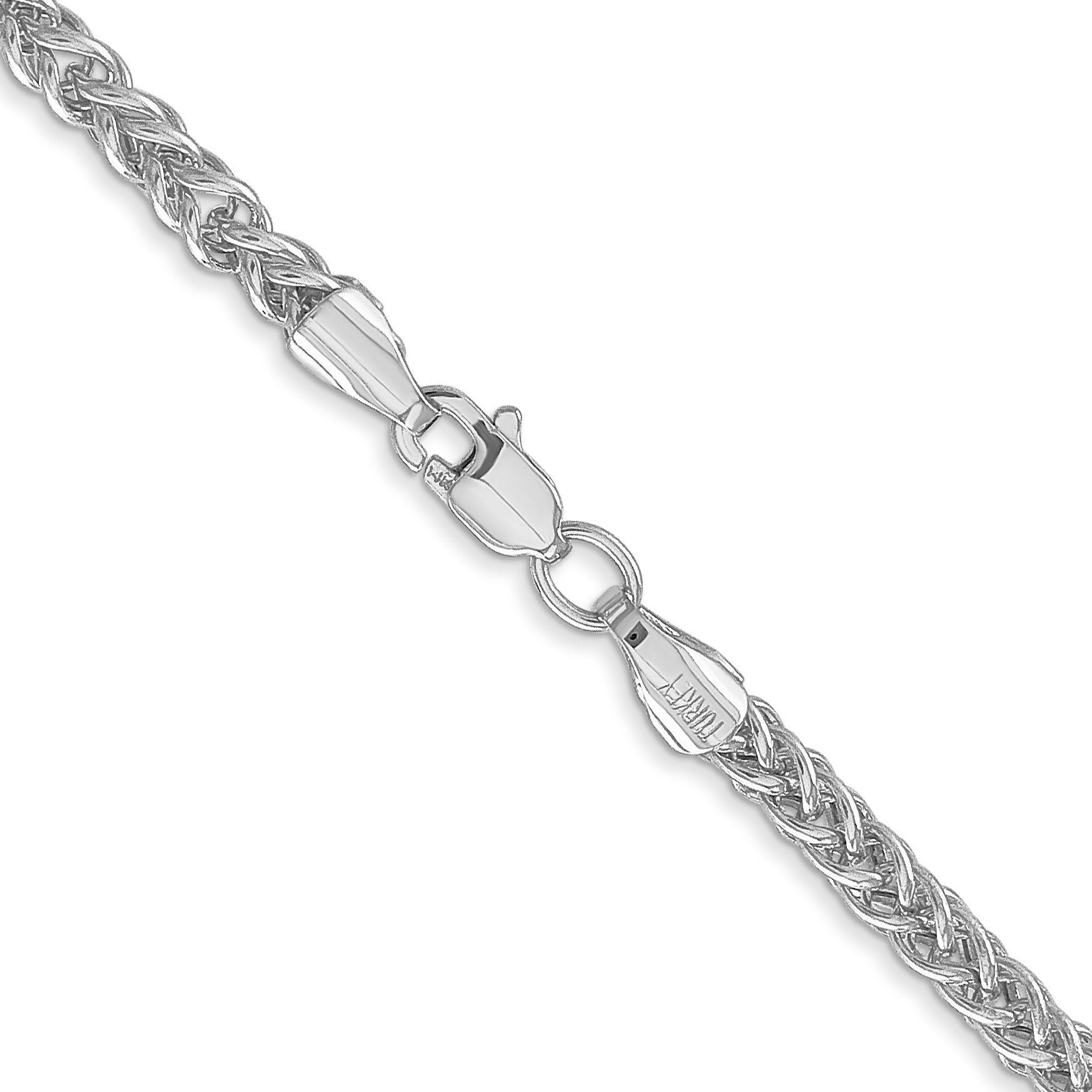 14k White Gold 2.6mm Semi-solid 3-Wire Wheat Chain