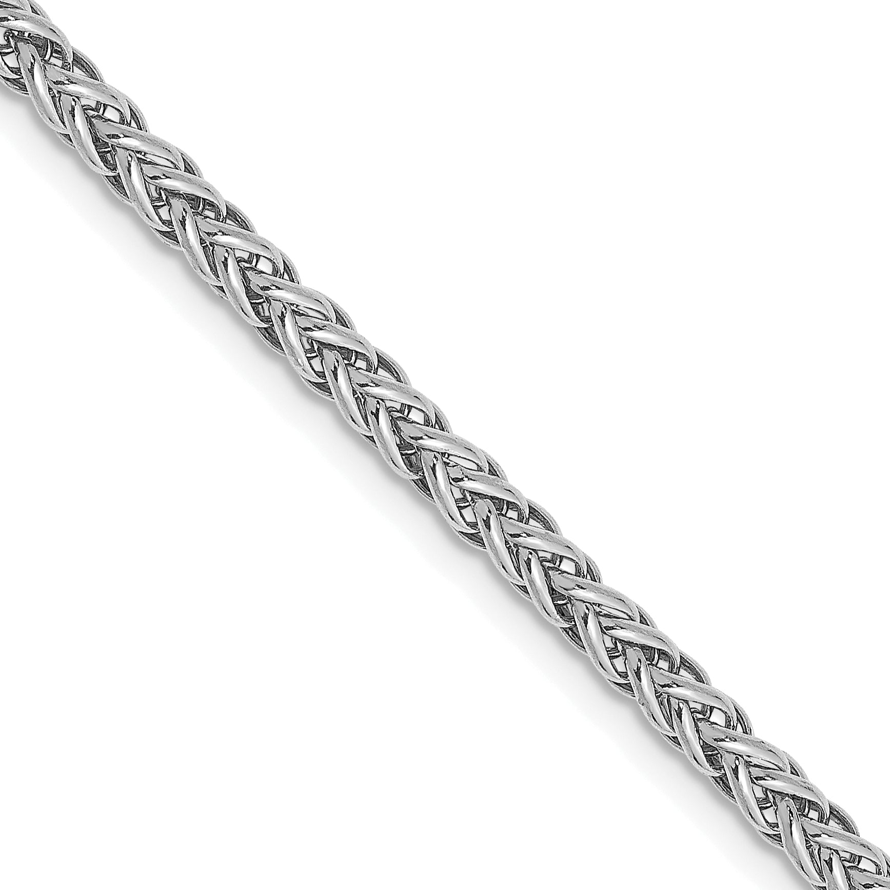 14k White Gold 2.6mm Semi-solid 3-Wire Wheat Chain