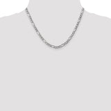 14k White Gold 5.75mm Semi-Solid Figaro Chain
