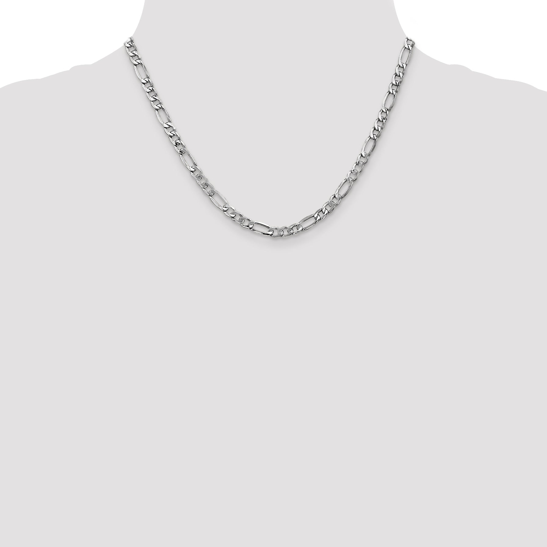 14k White Gold 5.75mm Semi-Solid Figaro Chain