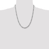 14k White Gold 5.75mm Semi-Solid Figaro Chain