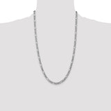 14k White Gold 5.75mm Semi-Solid Figaro Chain