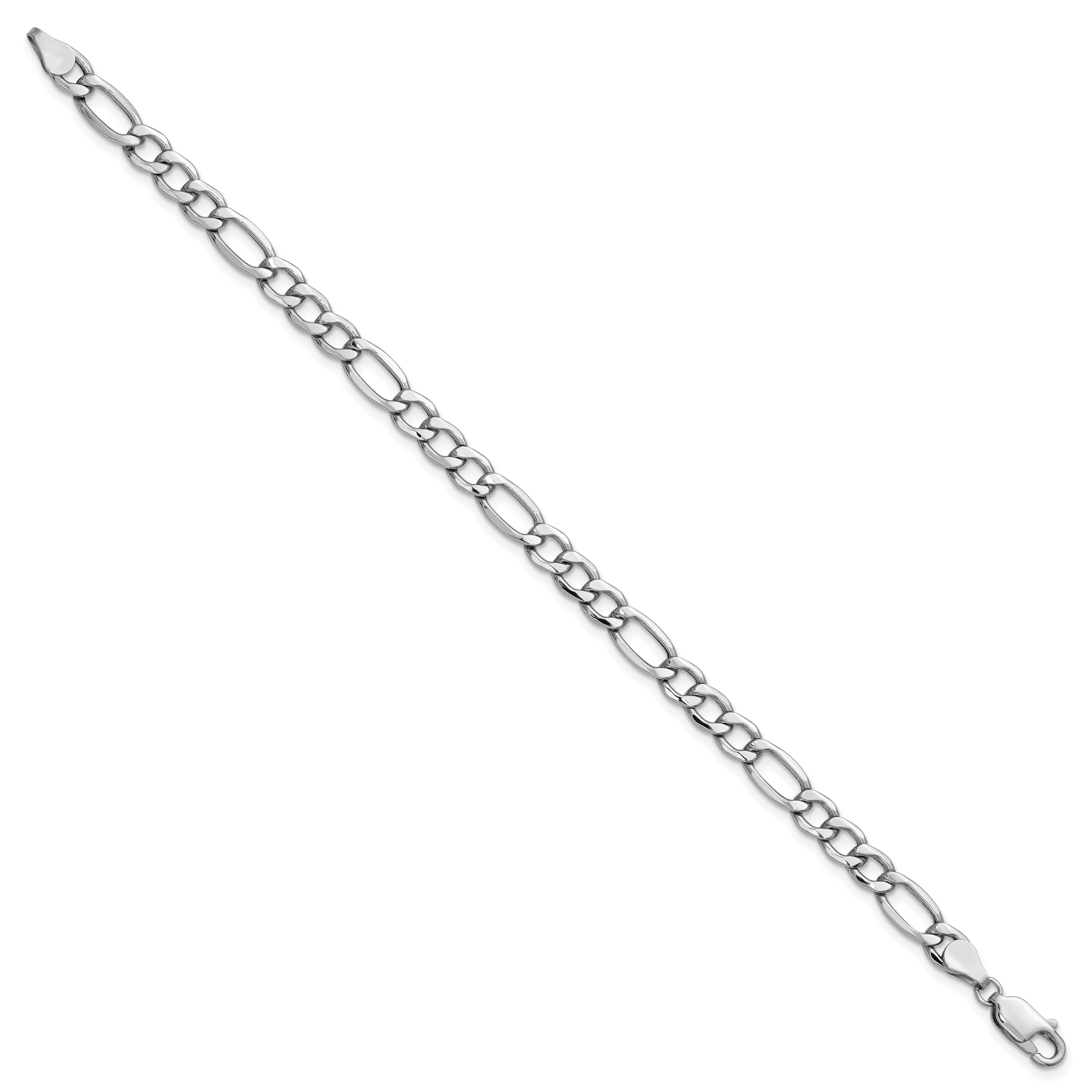 14k White Gold 5.75mm Semi-Solid Figaro Chain