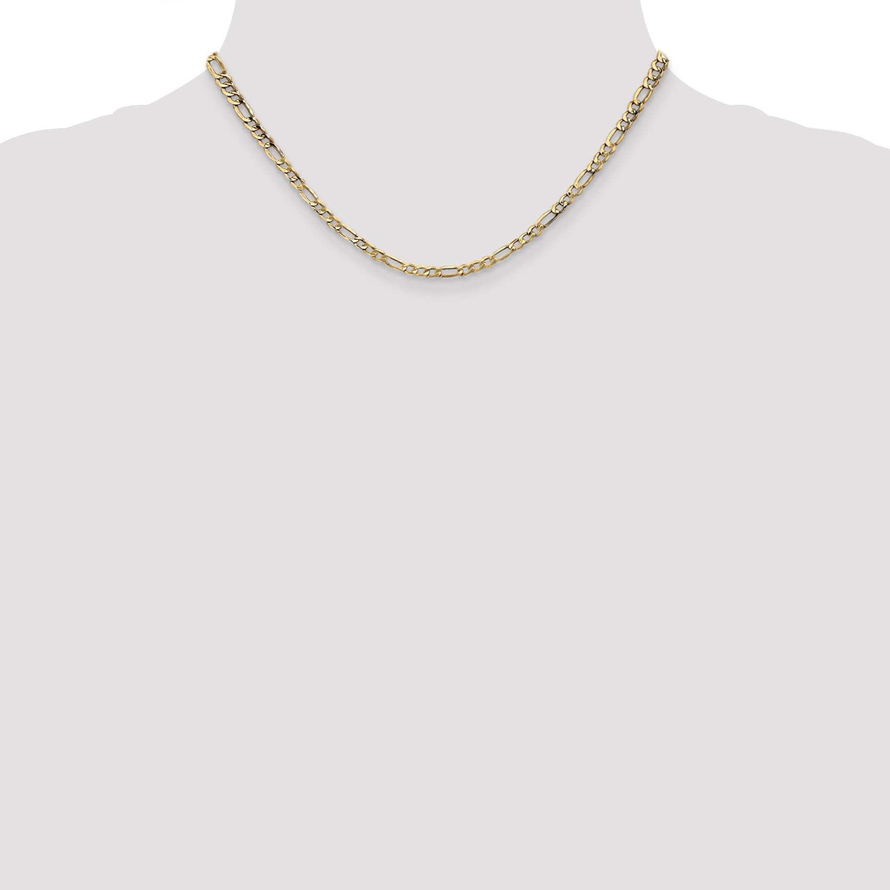14k 3.5mm Semi-Solid Figaro Chain