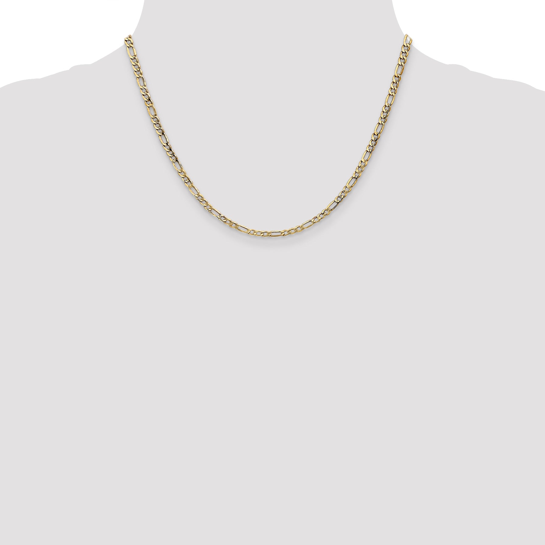 14k 3.5mm Semi-Solid Figaro Chain
