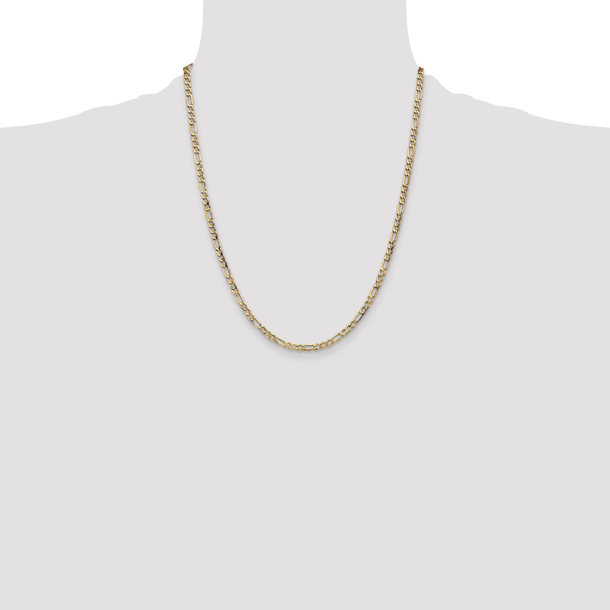 14k 3.5mm Semi-Solid Figaro Chain