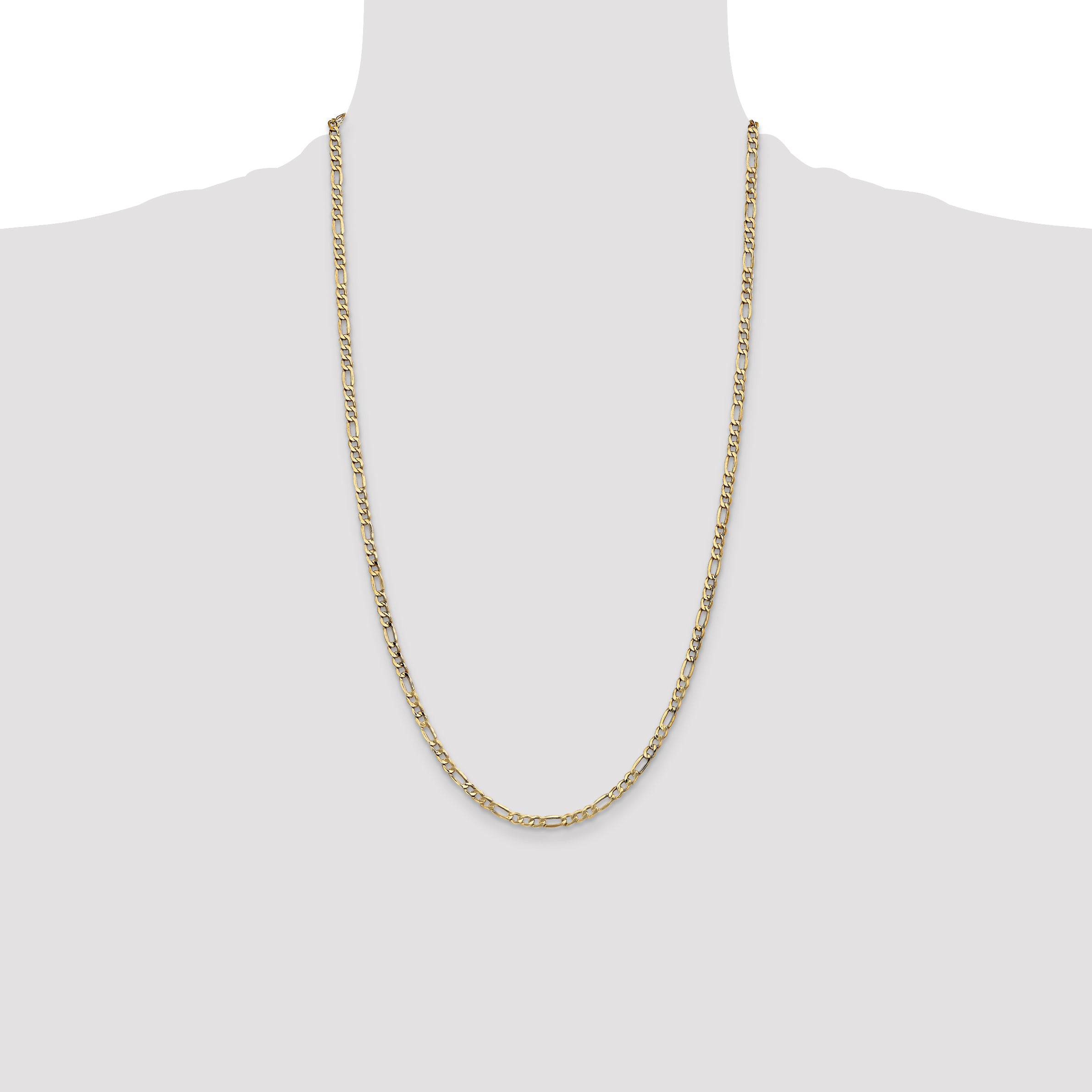 14k 3.5mm Semi-Solid Figaro Chain