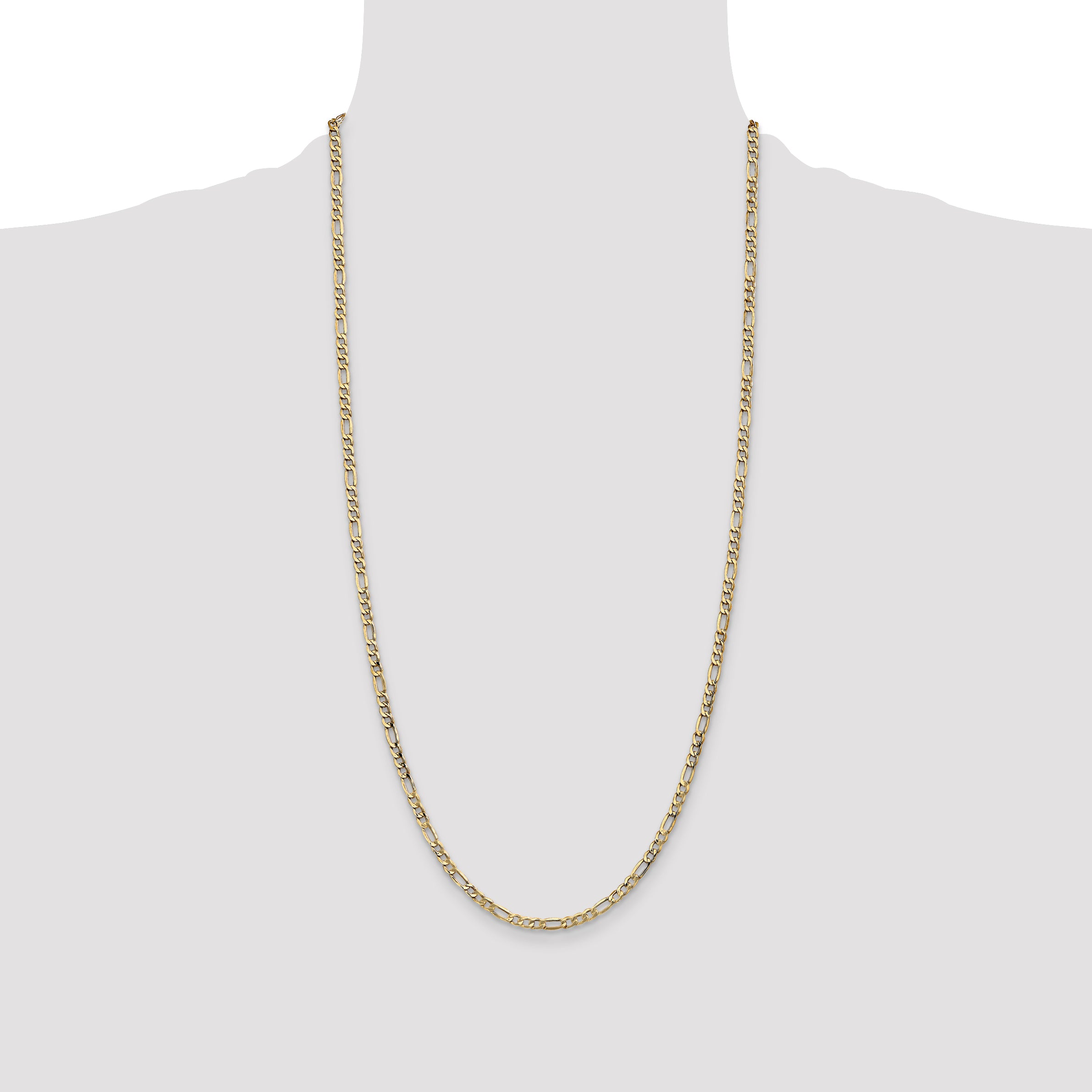 14k 3.5mm Semi-Solid Figaro Chain