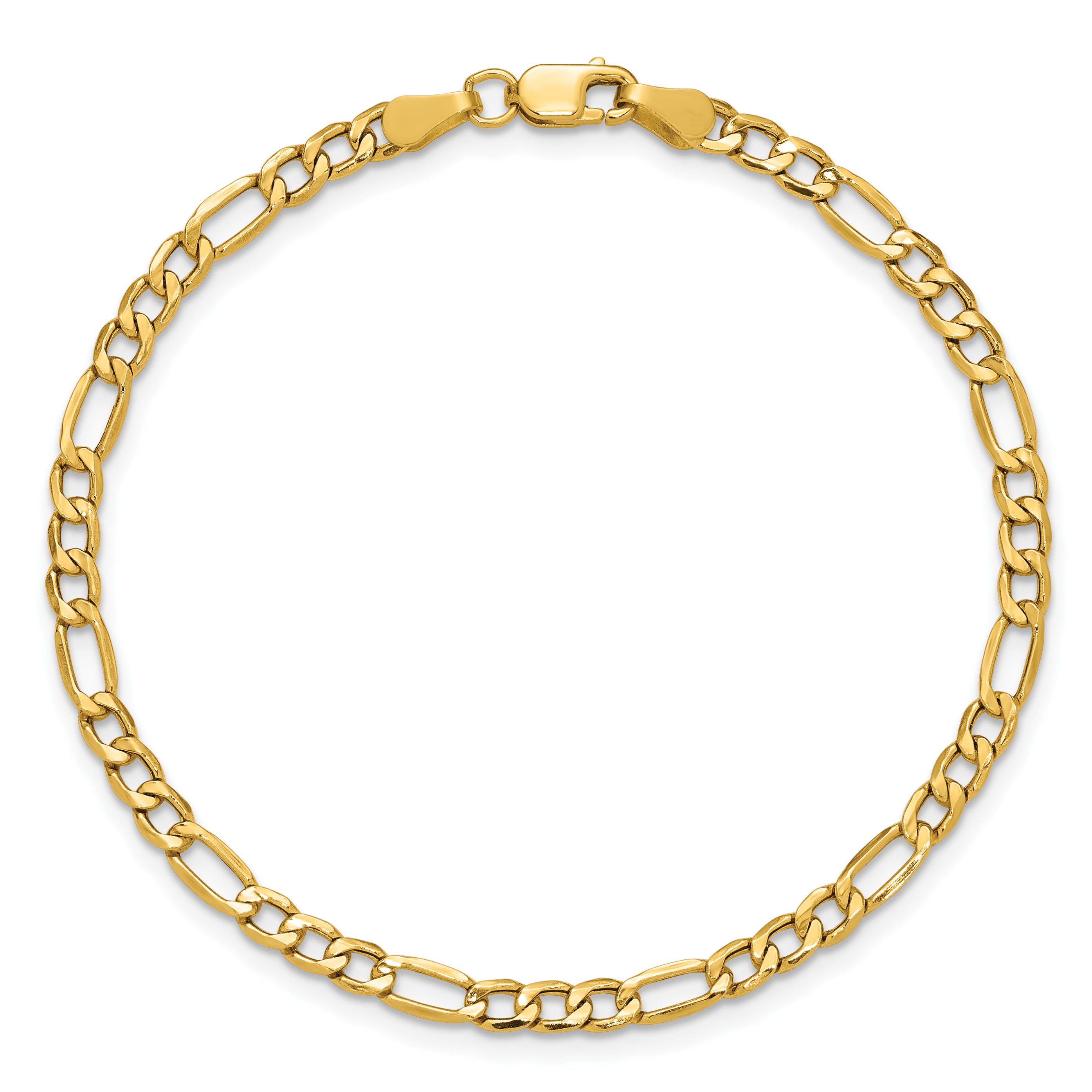 14k 3.5mm Semi-Solid Figaro Chain