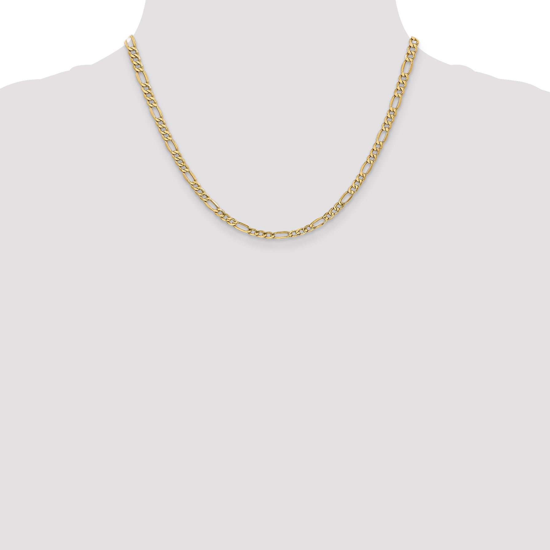 14k 4.2mm Semi-Solid Figaro Chain