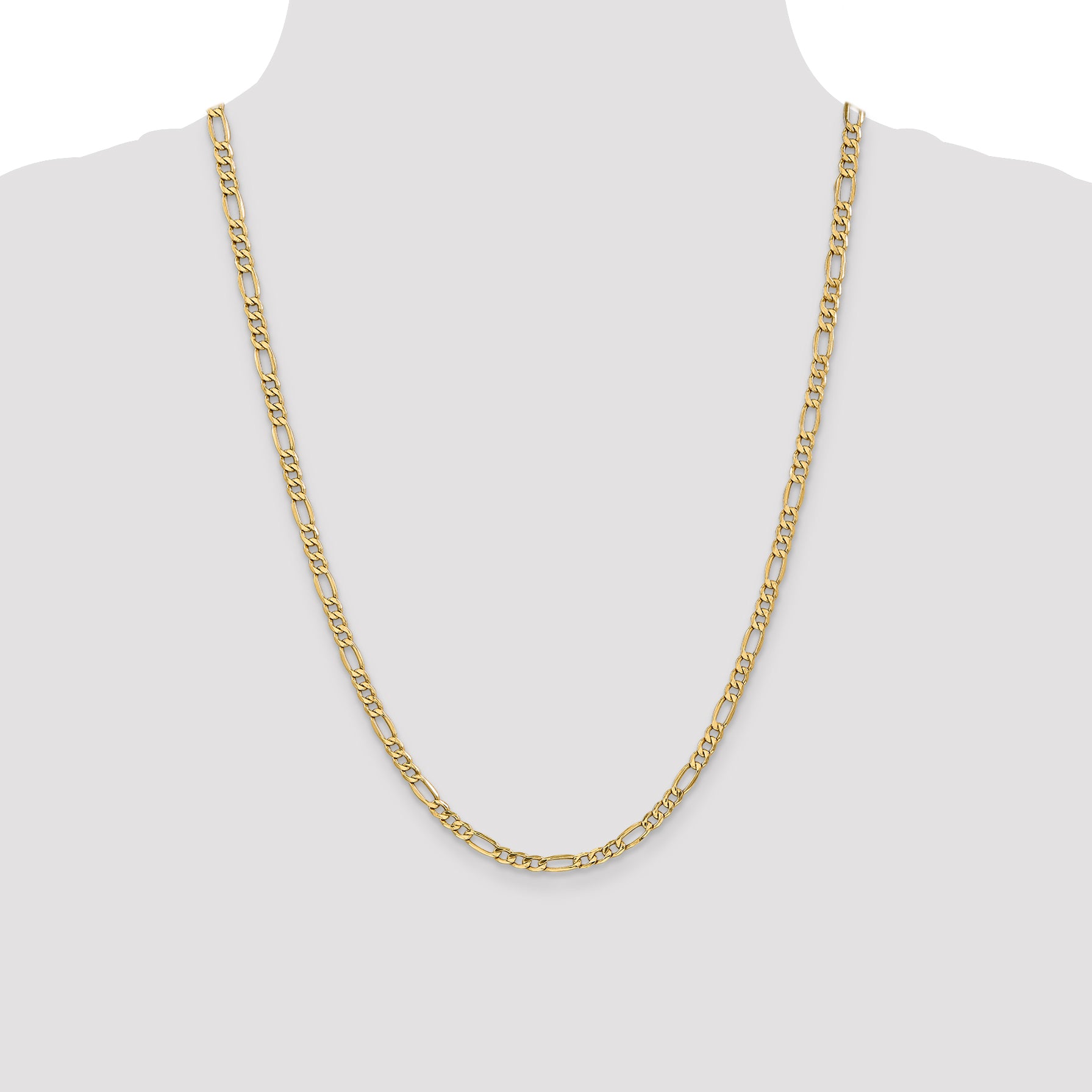 14k 4.2mm Semi-Solid Figaro Chain