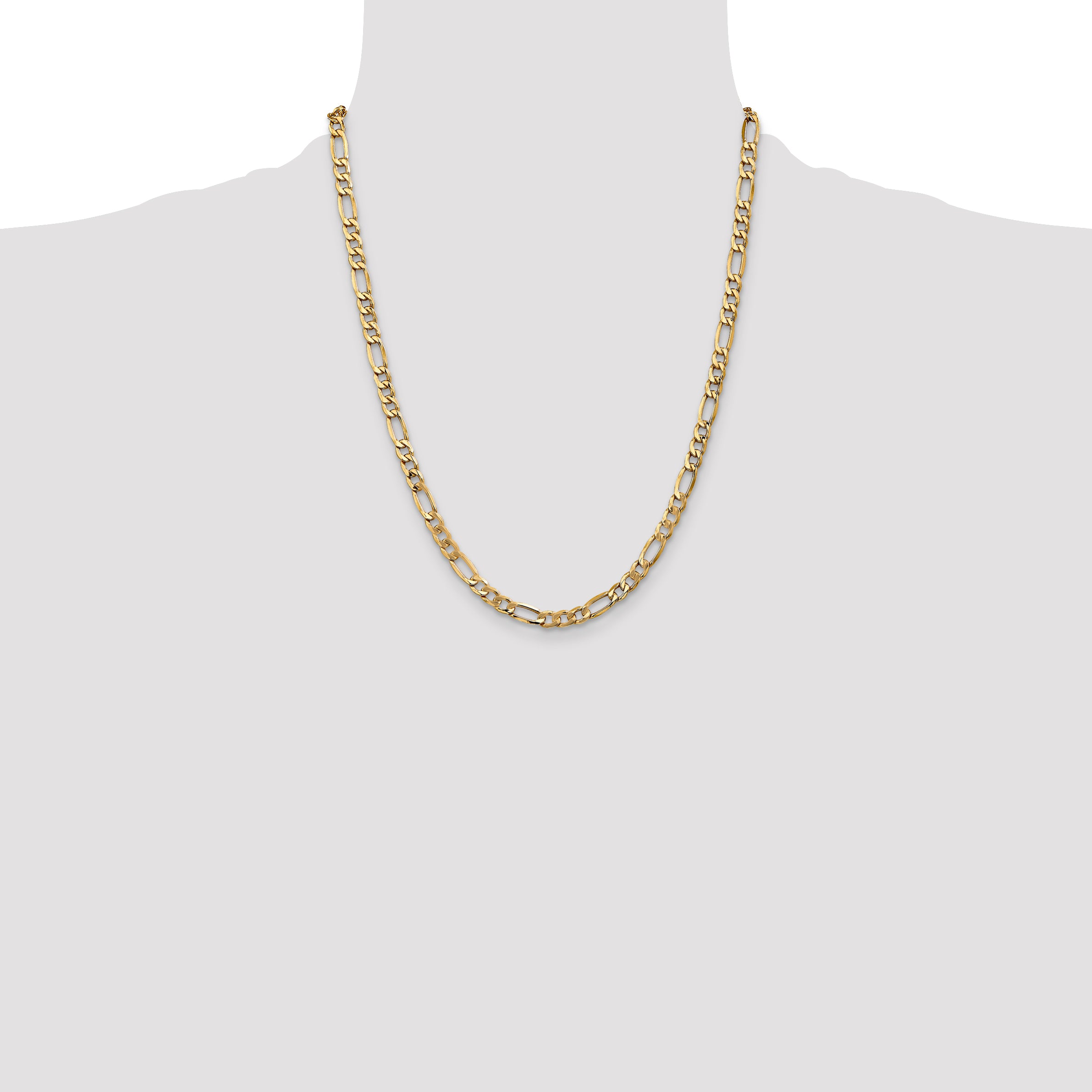 14k 5.75mm Semi-Solid Figaro Chain