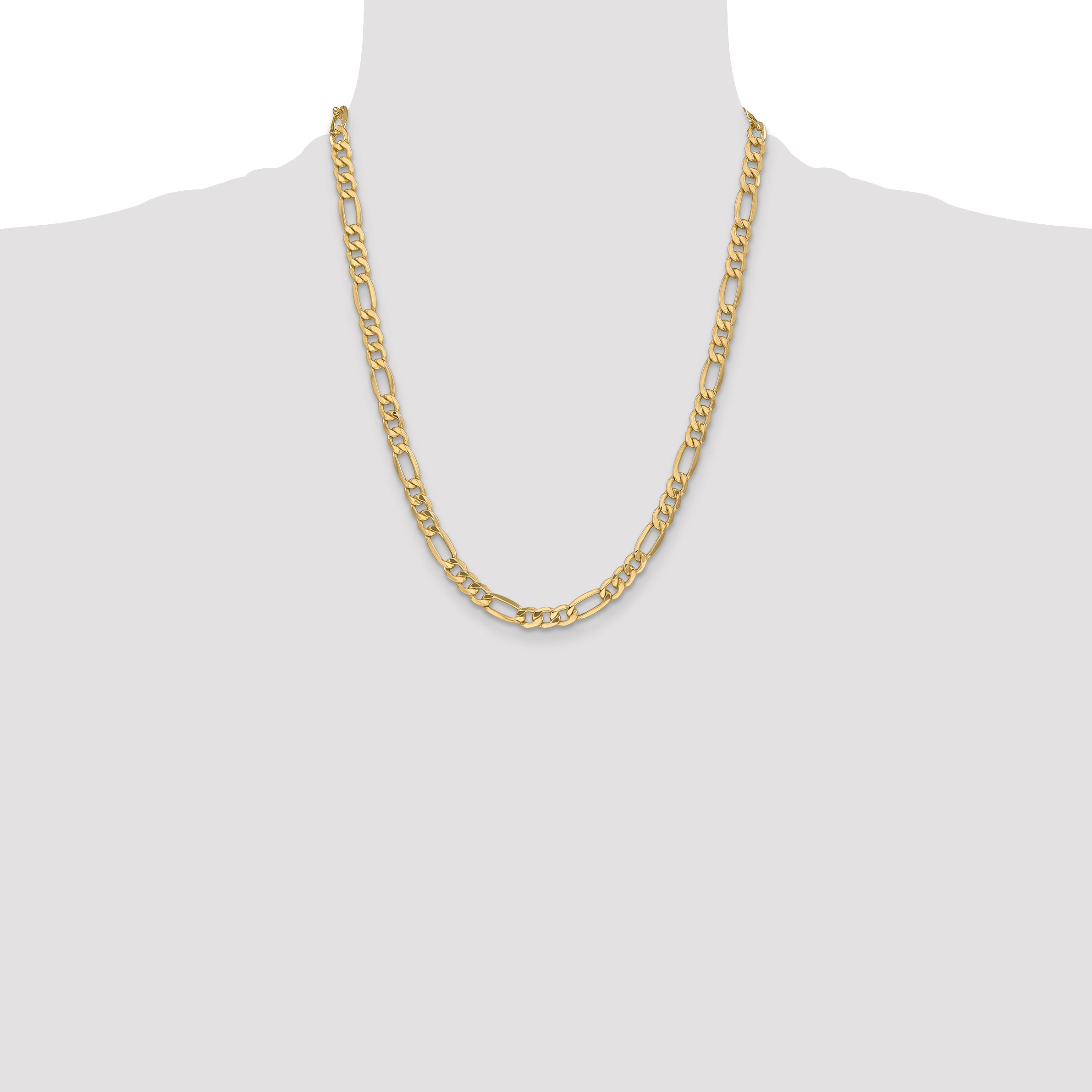14k 6.25mm Semi-Solid Figaro Chain