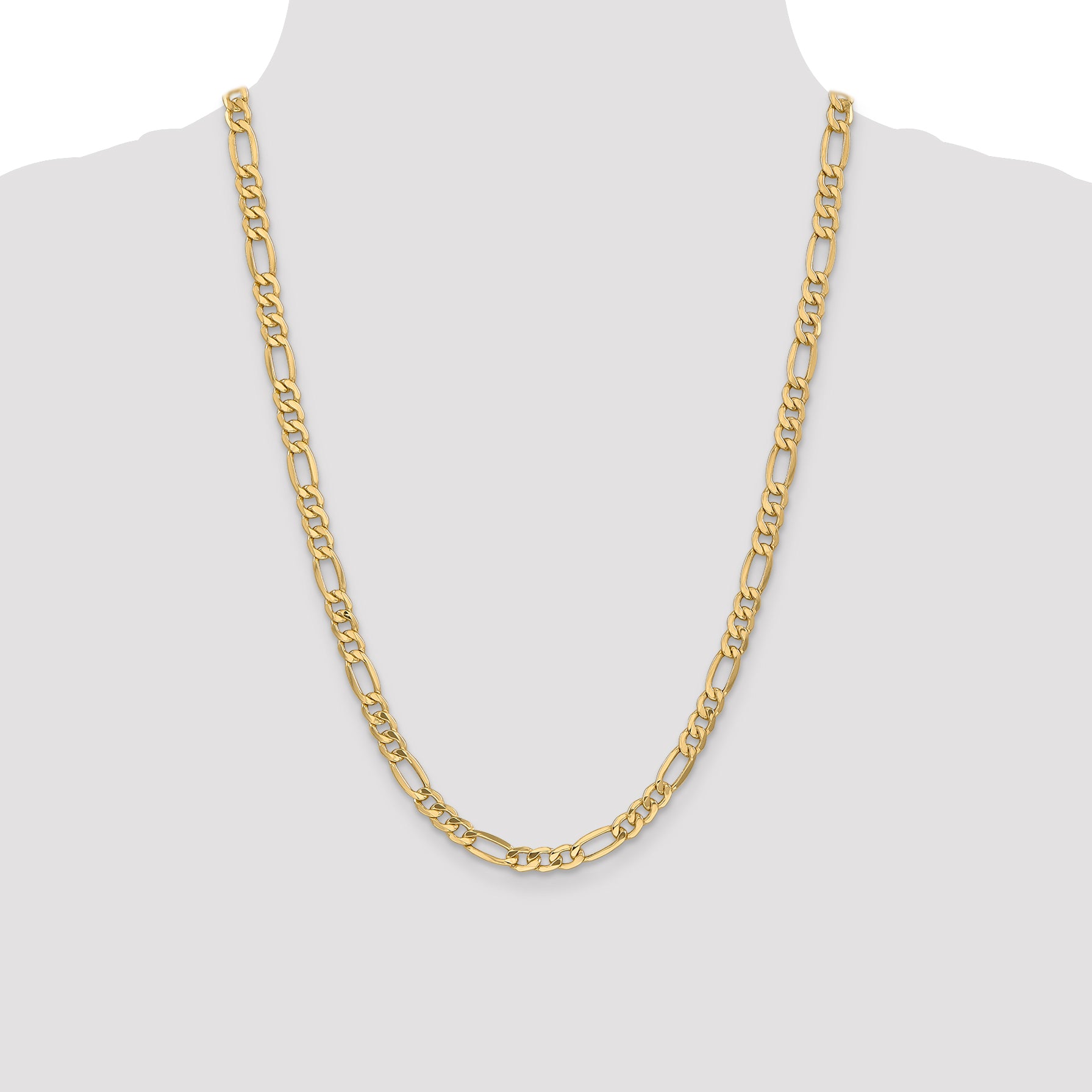 14k 6.25mm Semi-Solid Figaro Chain