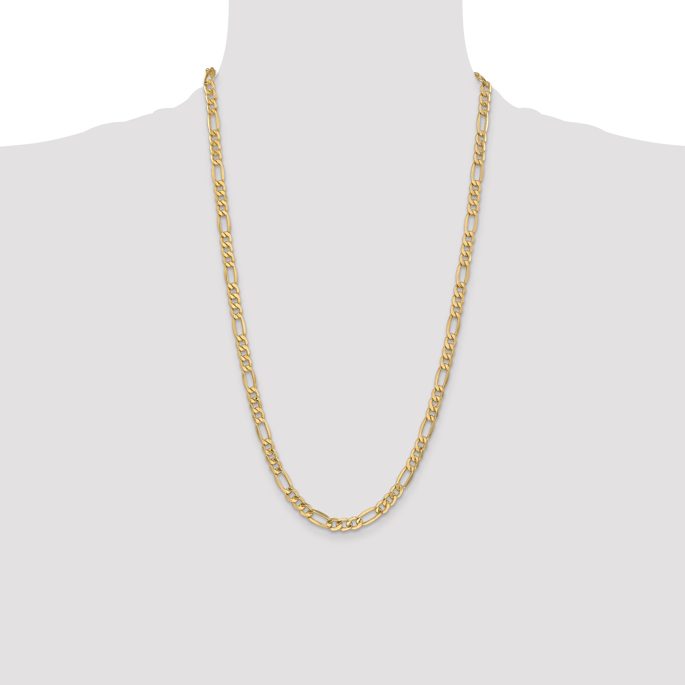 14k 6.25mm Semi-Solid Figaro Chain