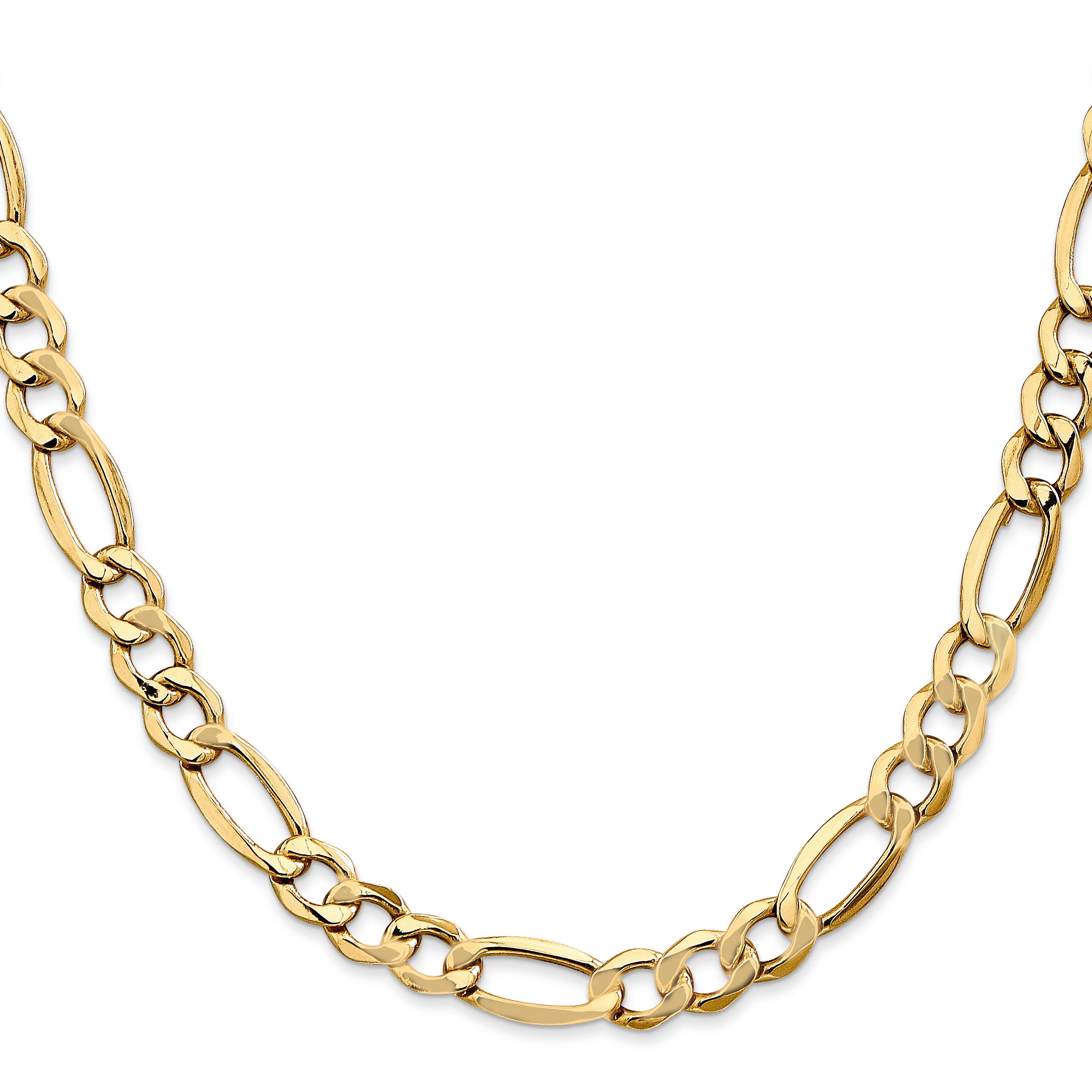 14k 7.3mm Semi-Solid Figaro Chain