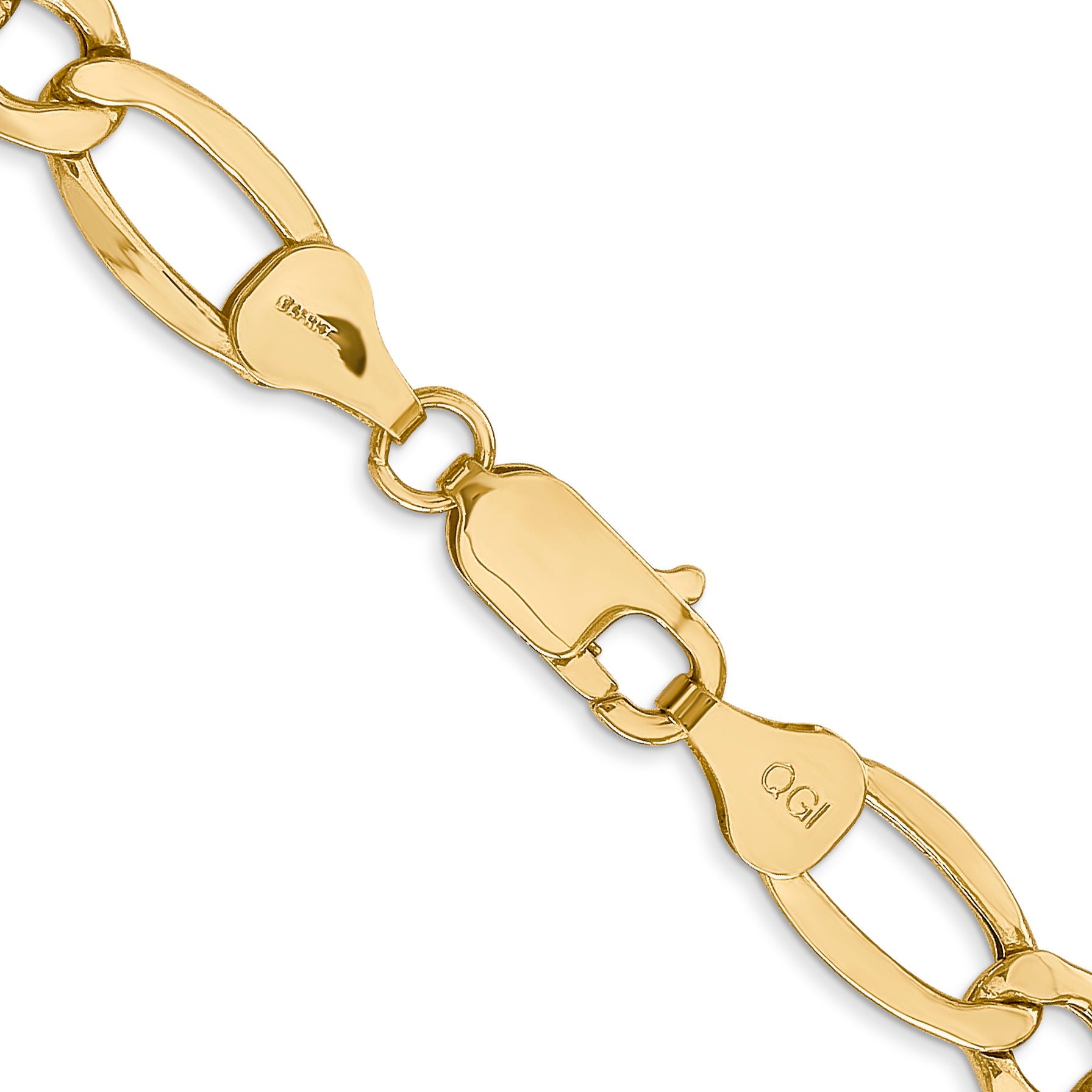 14k 7.3mm Semi-Solid Figaro Chain