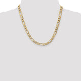 14k 7.3mm Semi-Solid Figaro Chain
