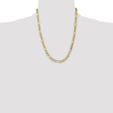 14k 7.3mm Semi-Solid Figaro Chain